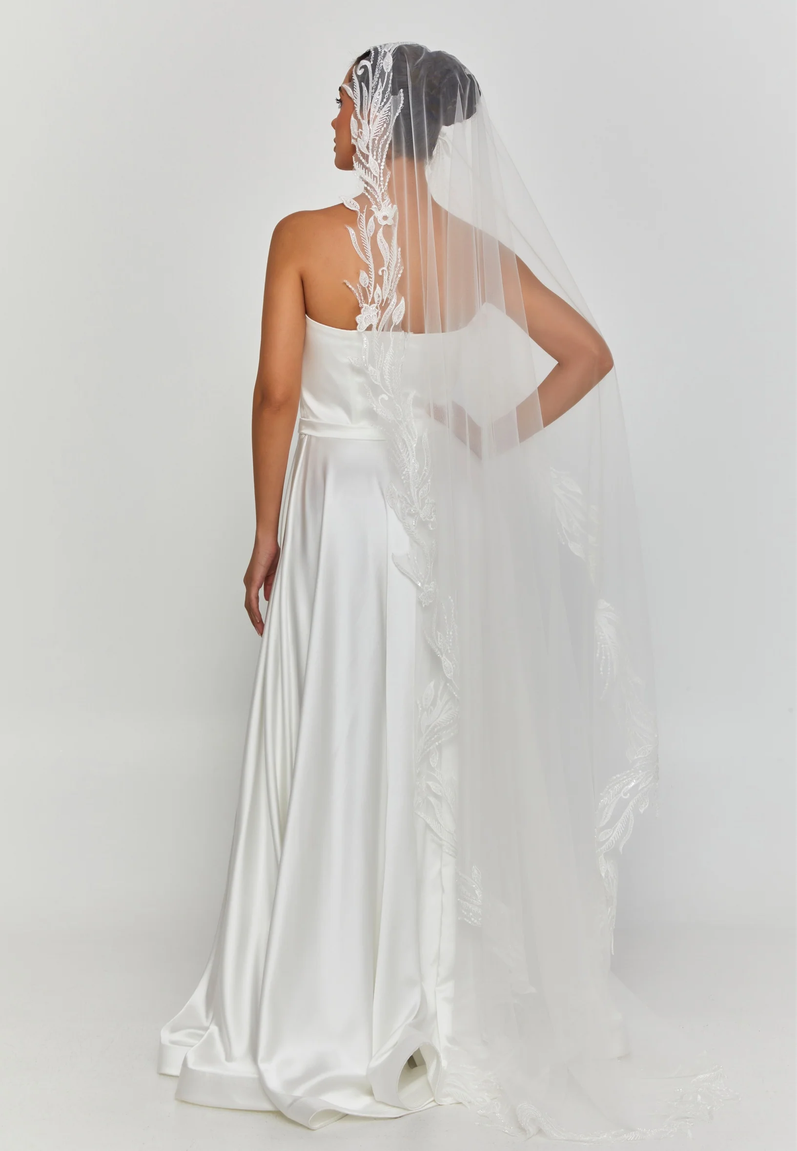 Lace Single Tier Tulle Veil aba24-14 - Image 2
