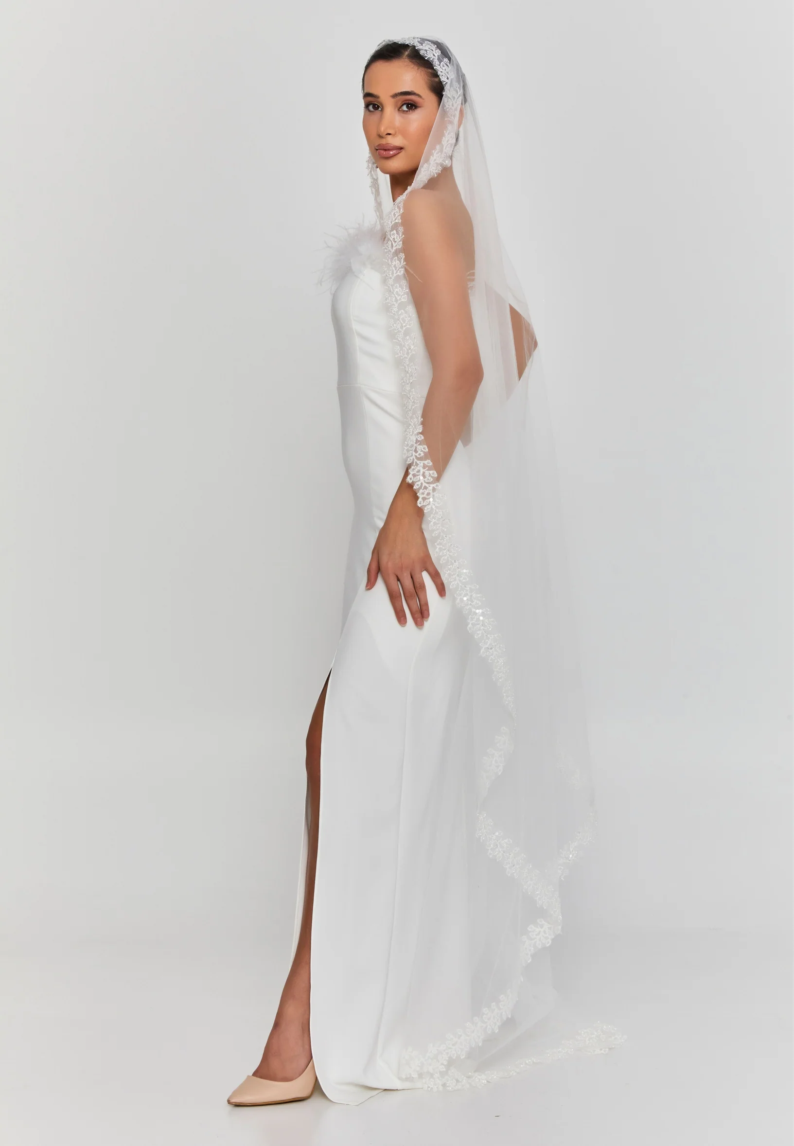 Lace Single Tier Tulle Veil aba24-62 - Image 3
