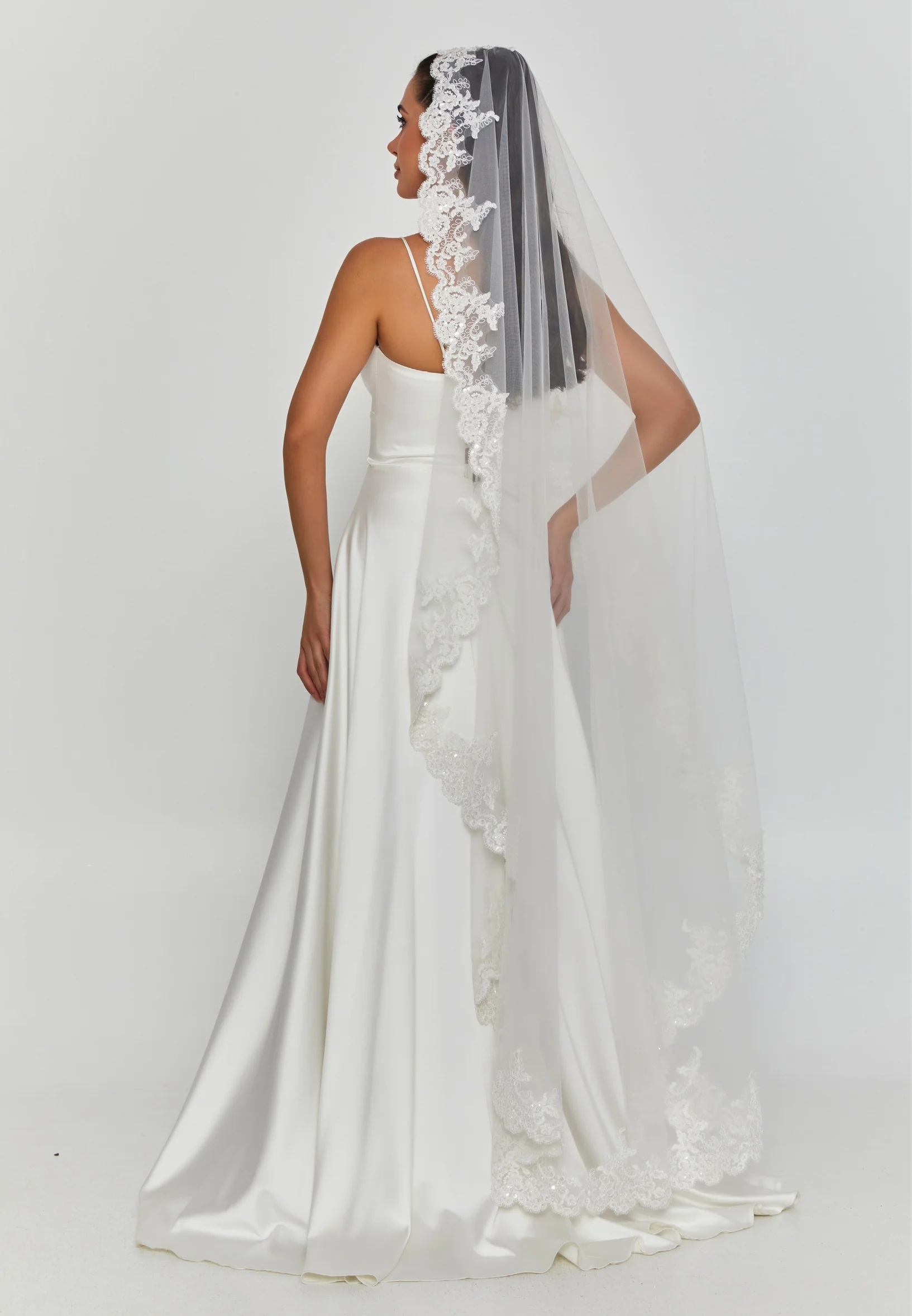 Lace Single Tier Tulle Veil abbdvk-100 - Image 2