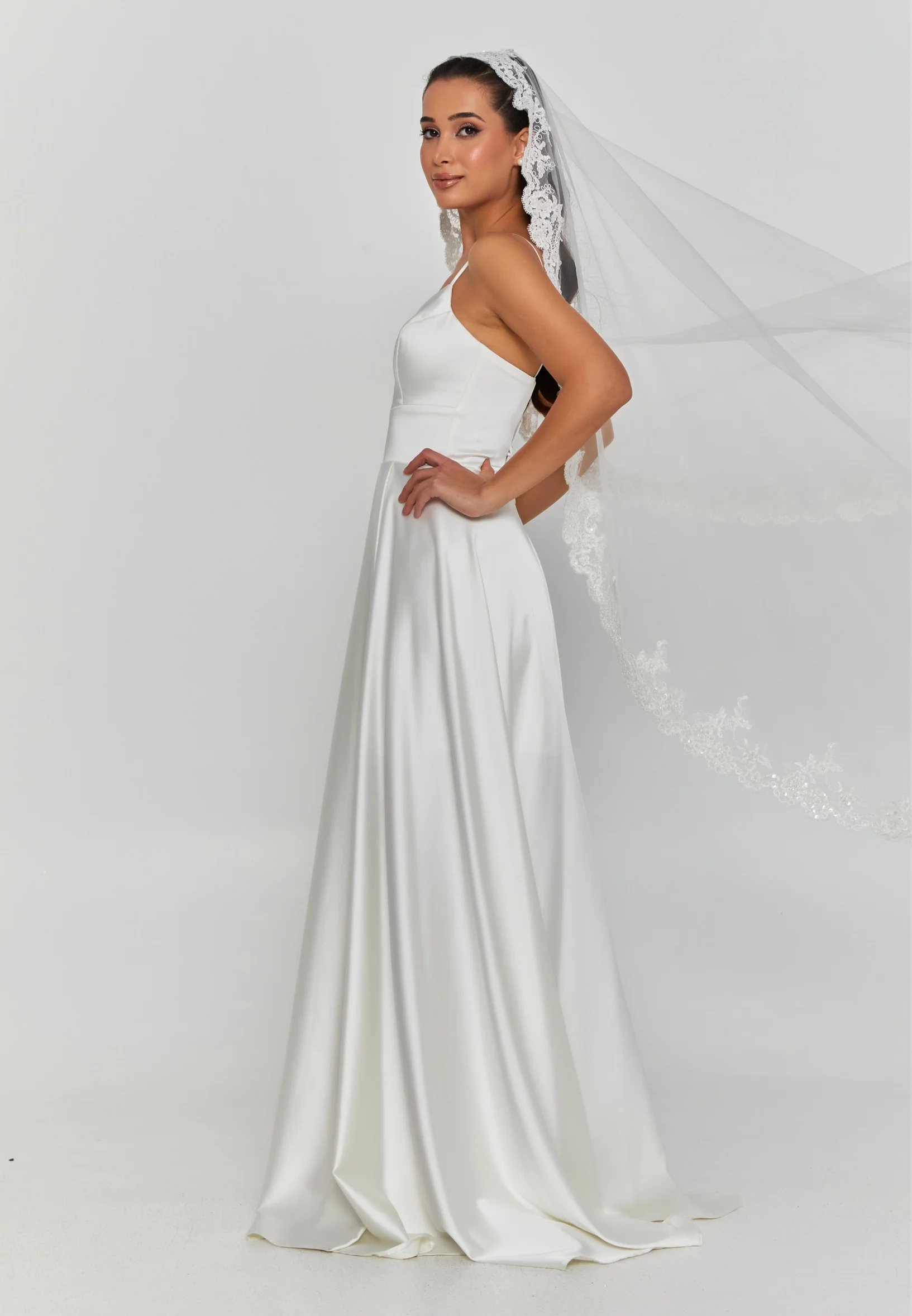 Lace Single Tier Tulle Veil abbdvk-100 - Image 3