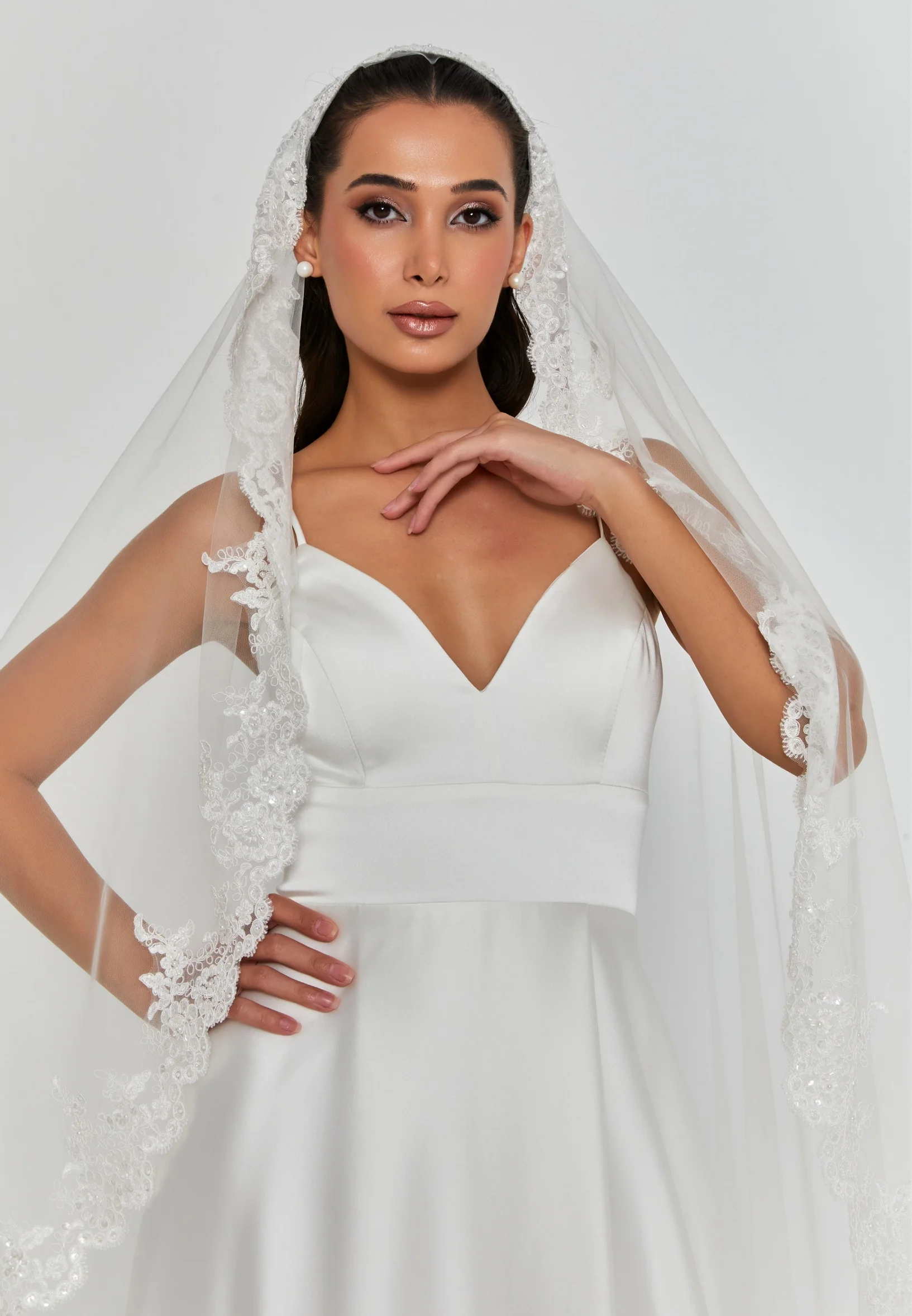 Lace Single Tier Tulle Veil abbdvk-100 - Image 4