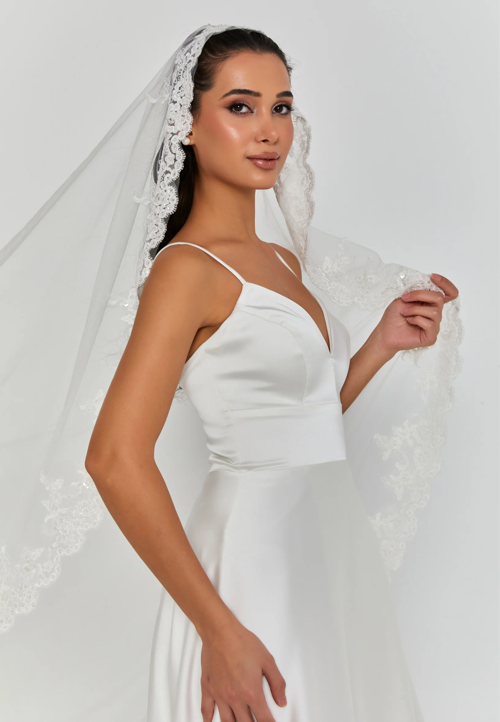 Lace Single Tier Tulle Veil abbdvk-100 - Image 5