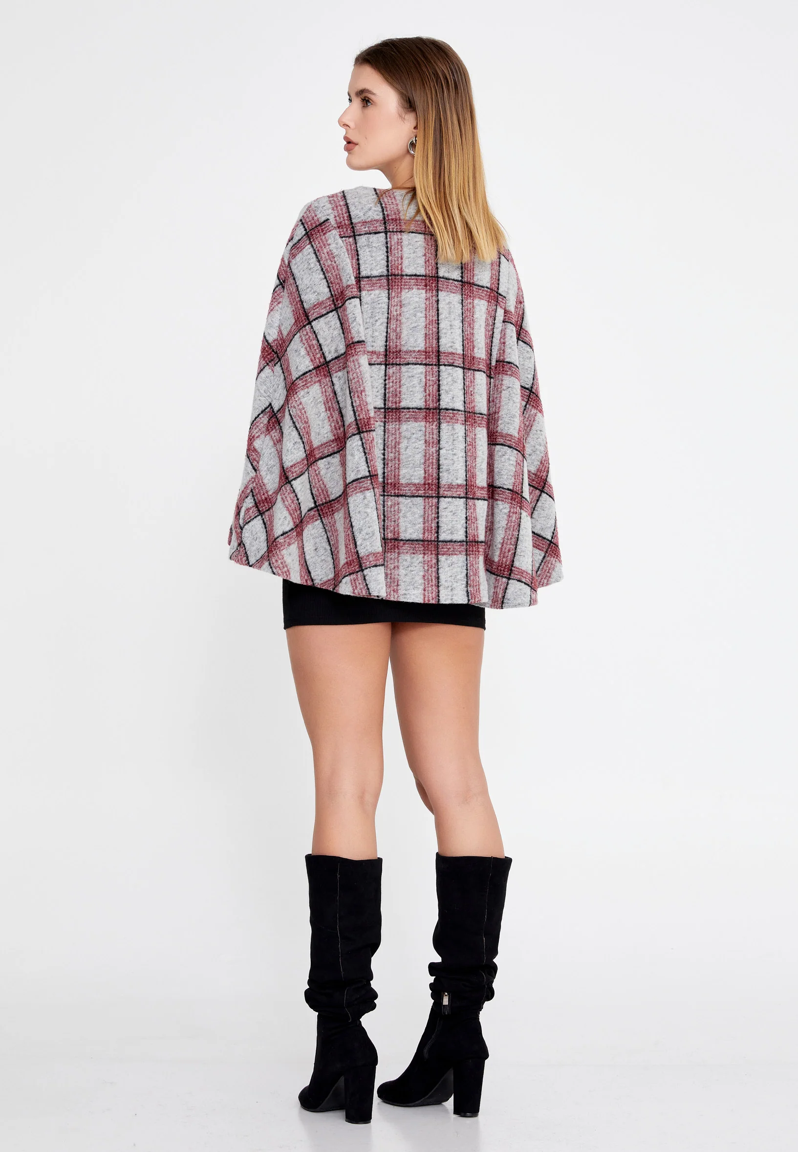 Lana Wool Plaid Regular Coat clf16079 - Image 10