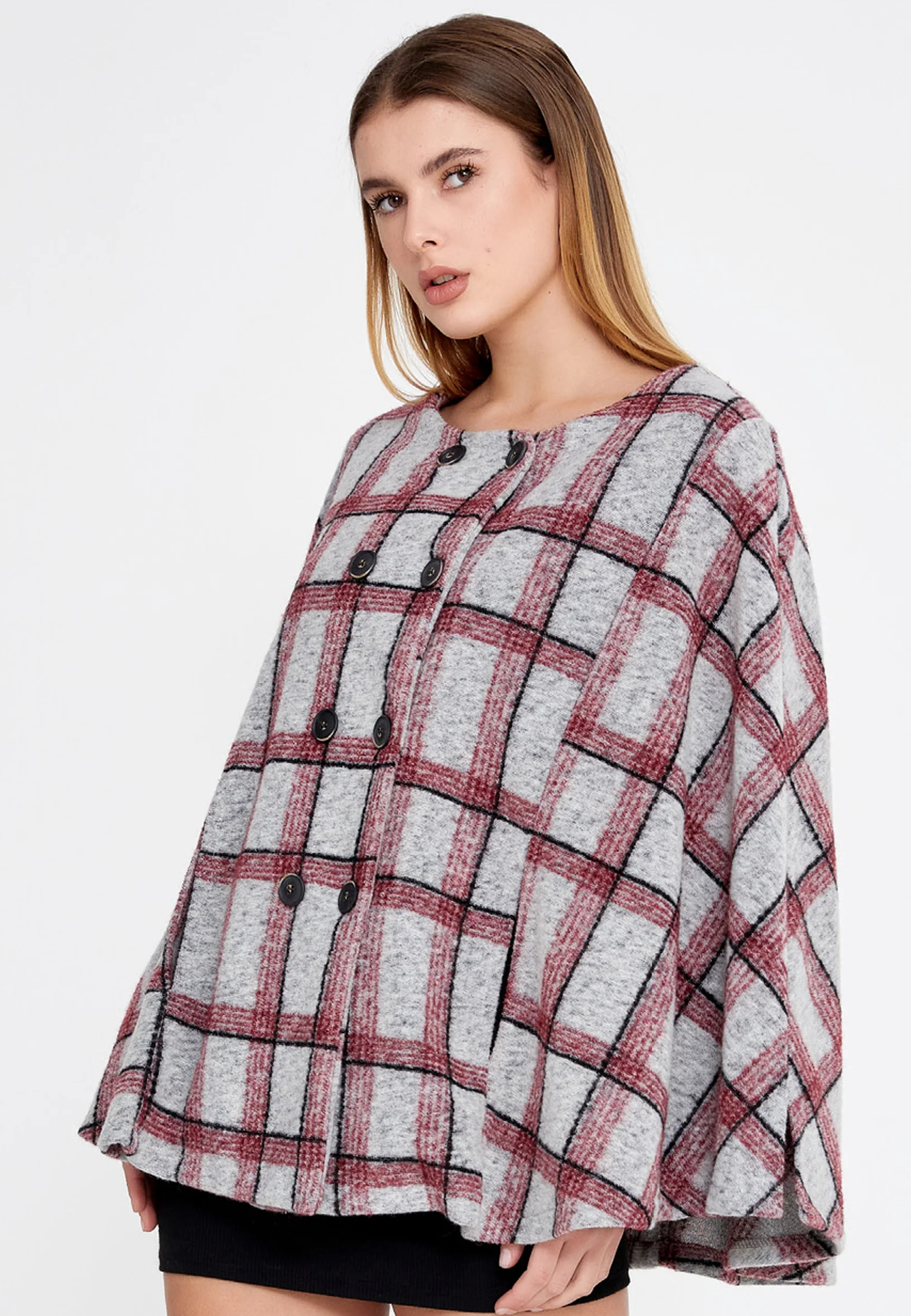 Lana Wool Plaid Regular Coat clf16079 - Image 12