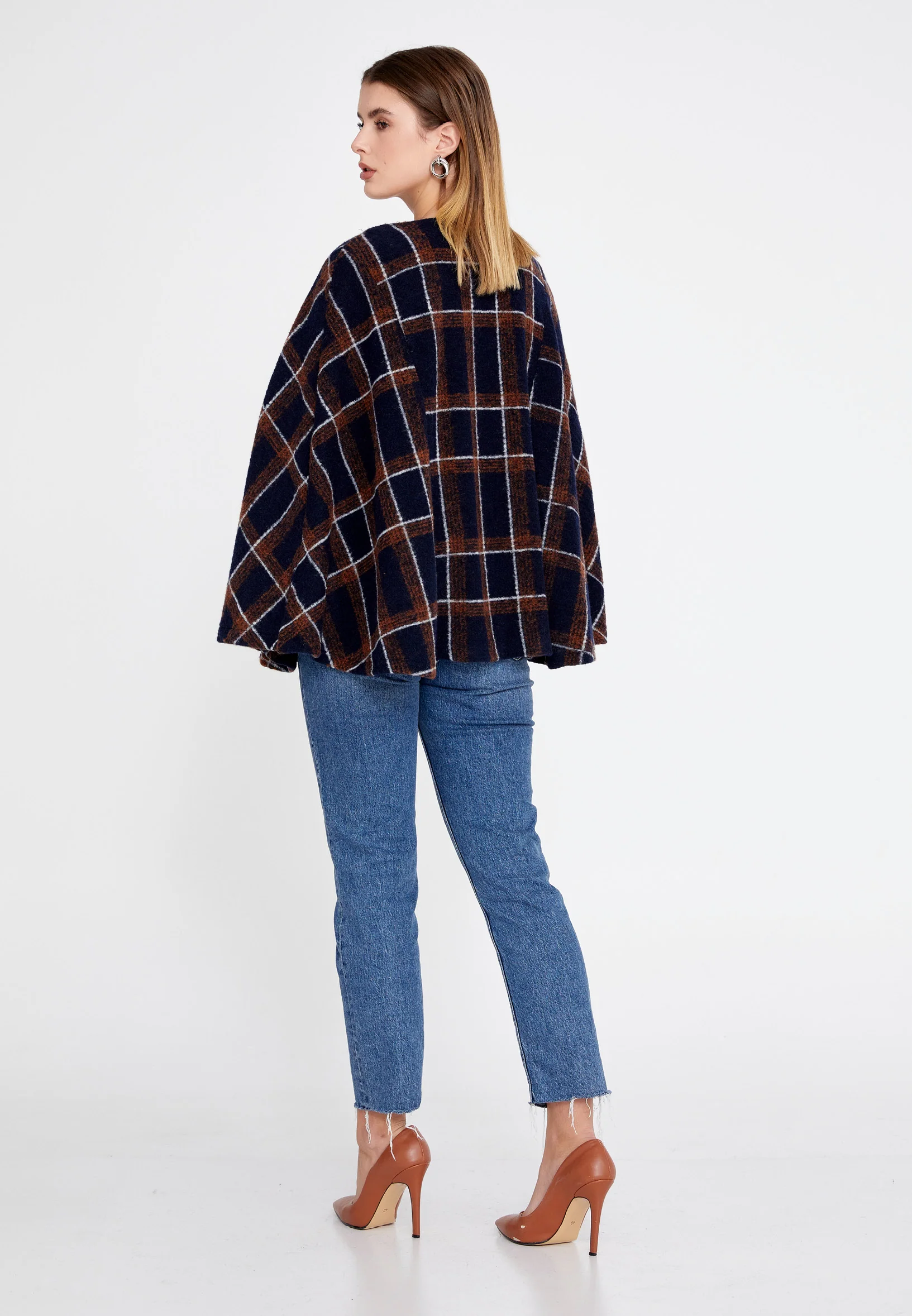 Lana Wool Plaid Regular Coat clf16079 - Image 18