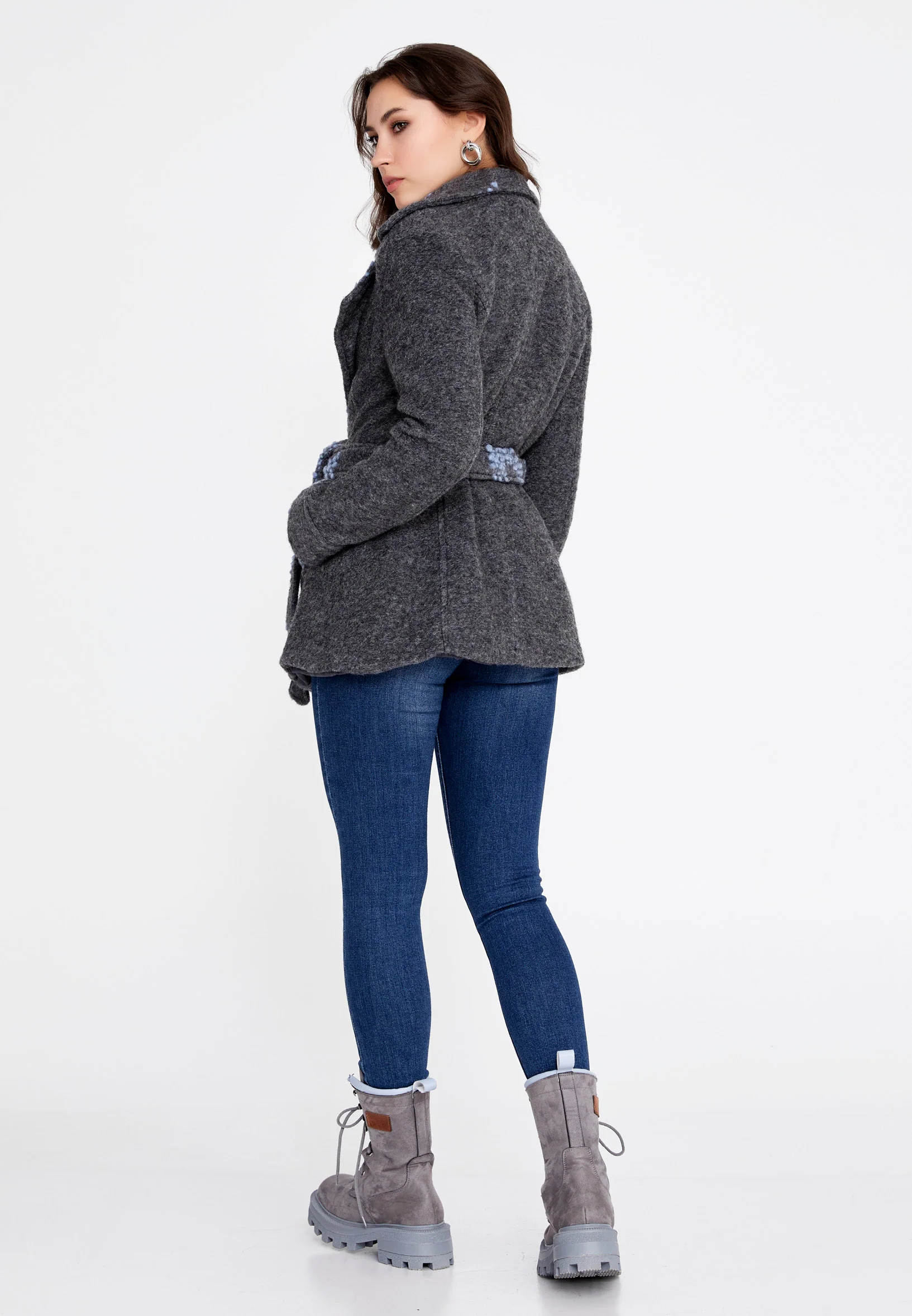 Lana Wool Solid Color Regular Coat clf15992 - Image 11