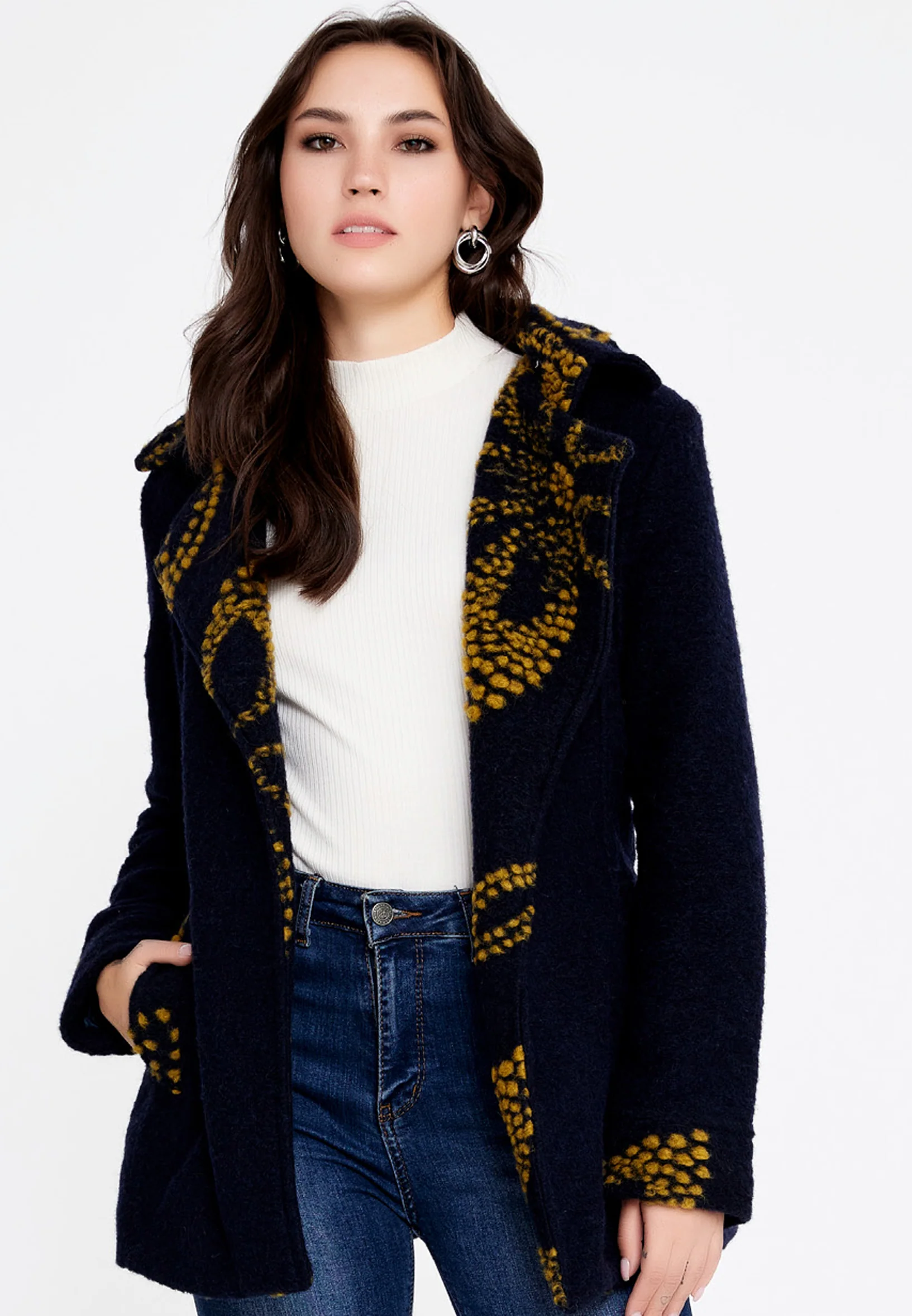 Lana Wool Solid Color Regular Coat clf15992 - Image 13