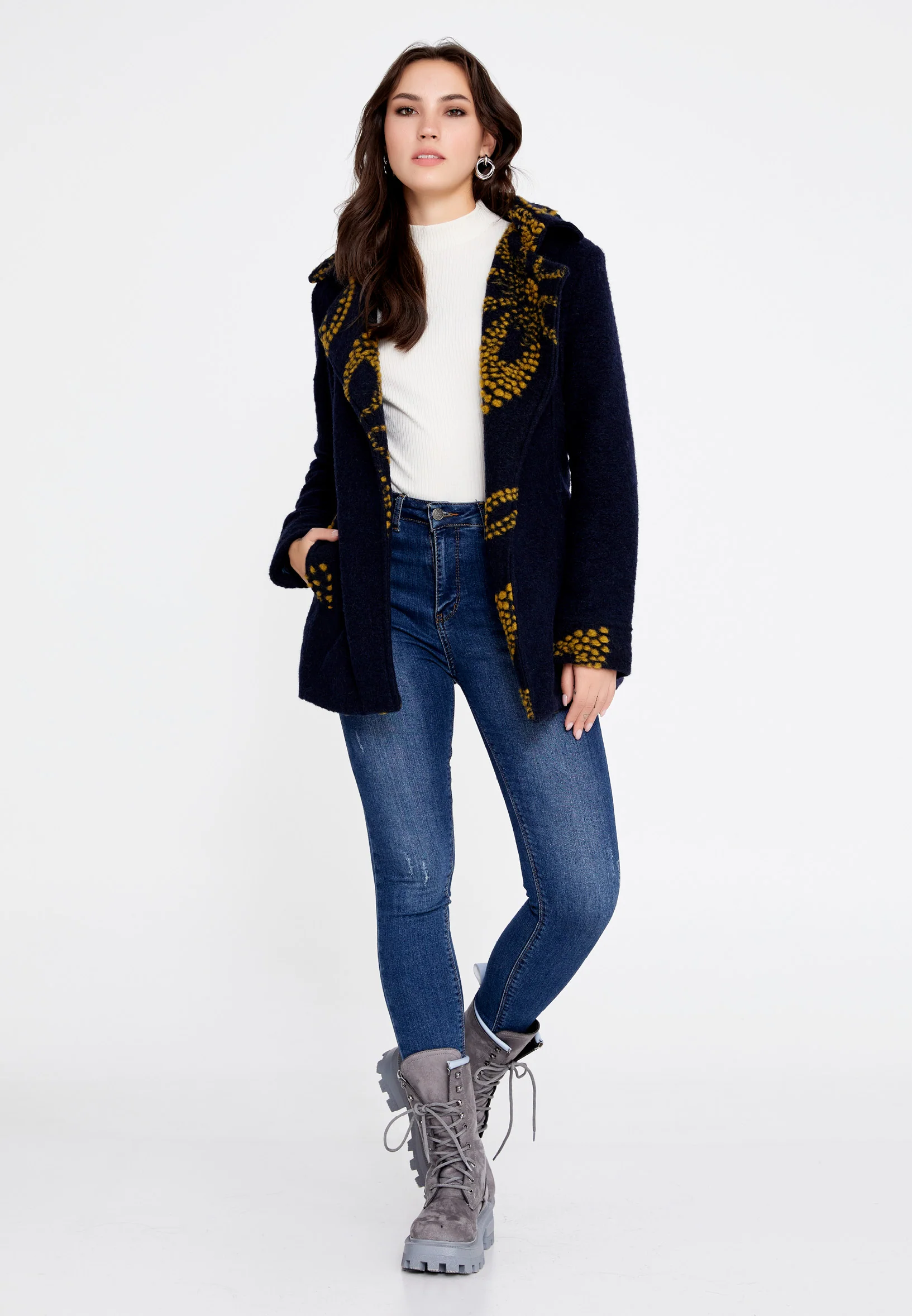 Lana Wool Solid Color Regular Coat clf15992 - Image 14