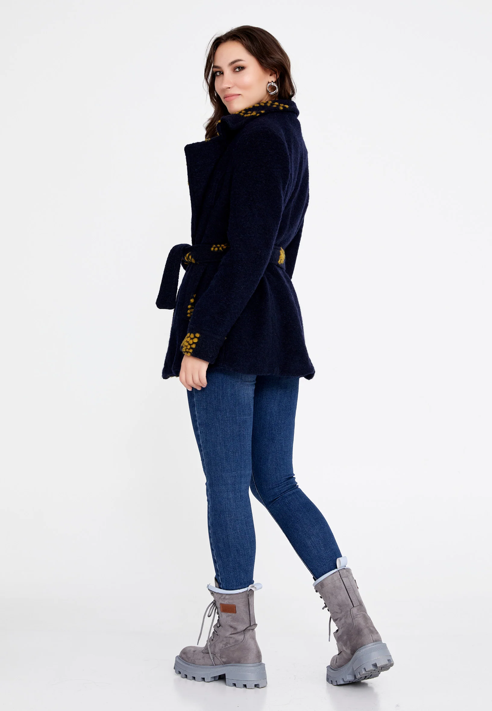 Lana Wool Solid Color Regular Coat clf15992 - Image 16