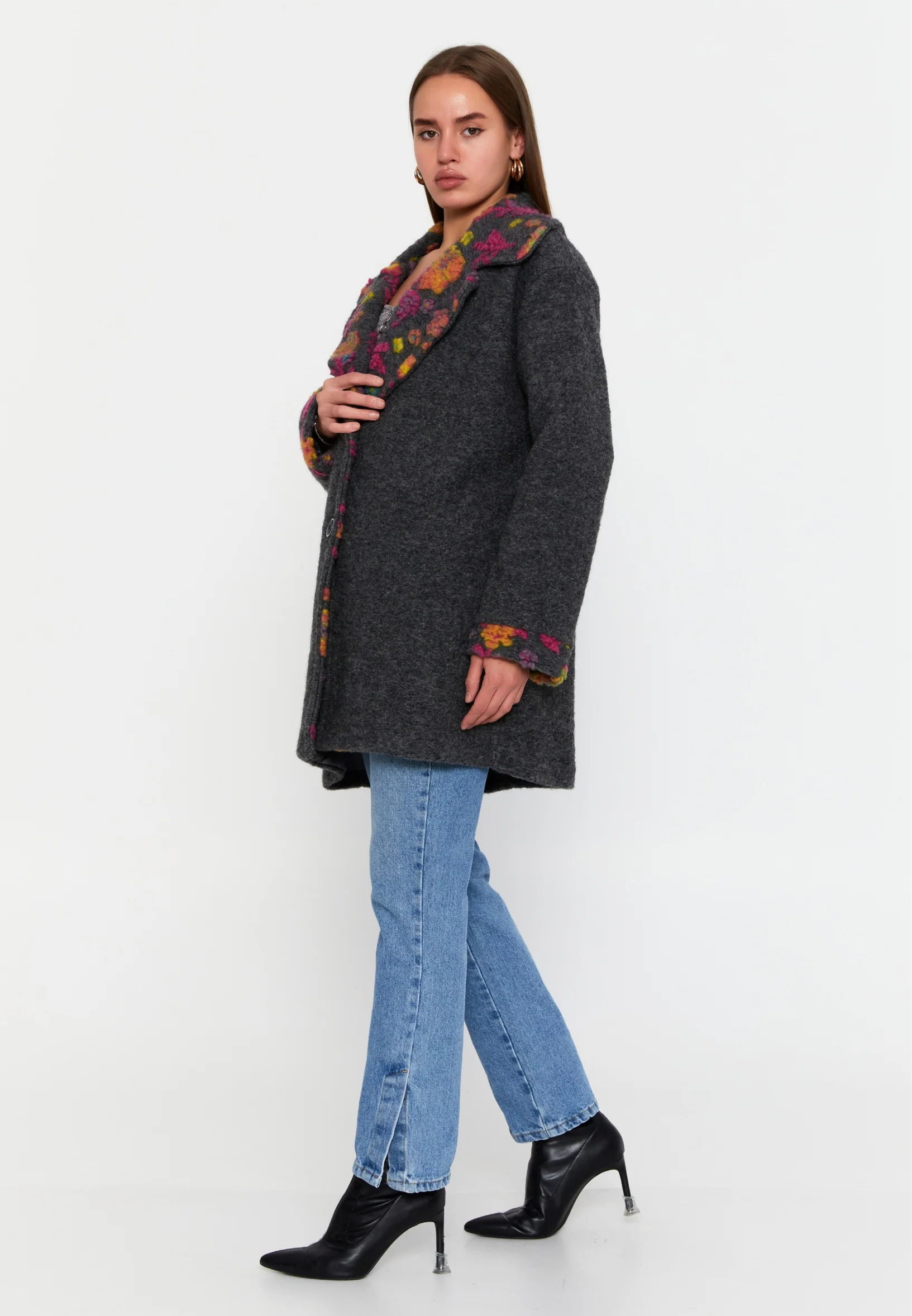 Lana Wool Solid Color Regular Coat clf15994 - Image 11