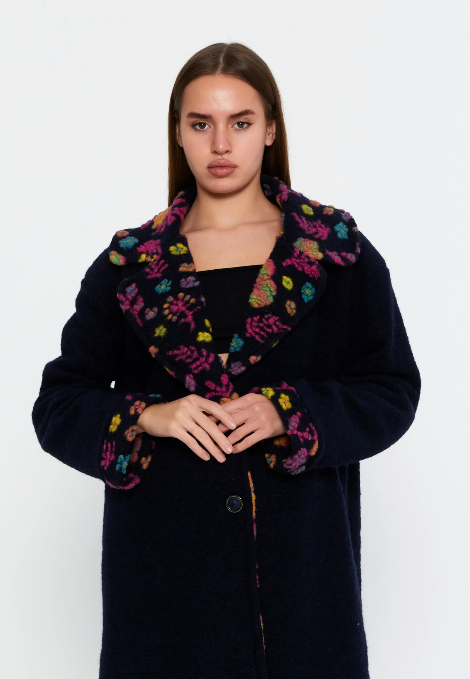 Lana Wool Solid Color Regular Coat clf15994 - Image 16