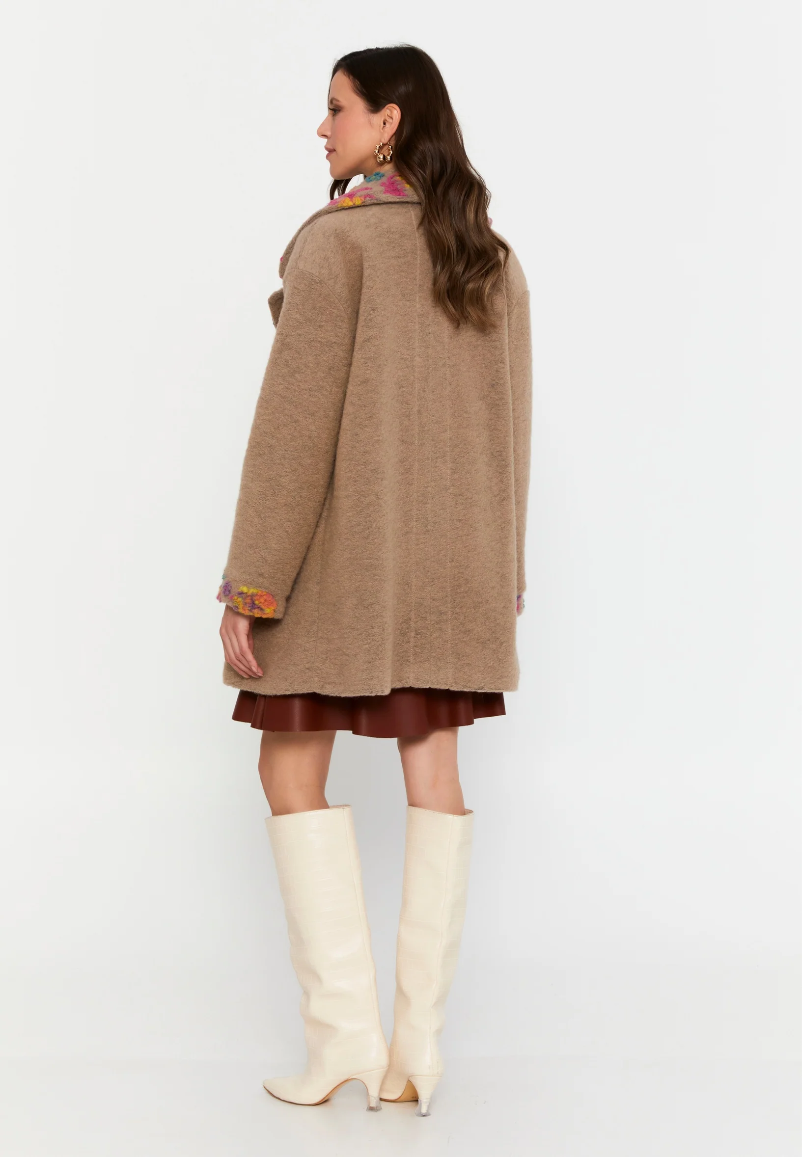 Lana Wool Solid Color Regular Coat clf15994 - Image 2