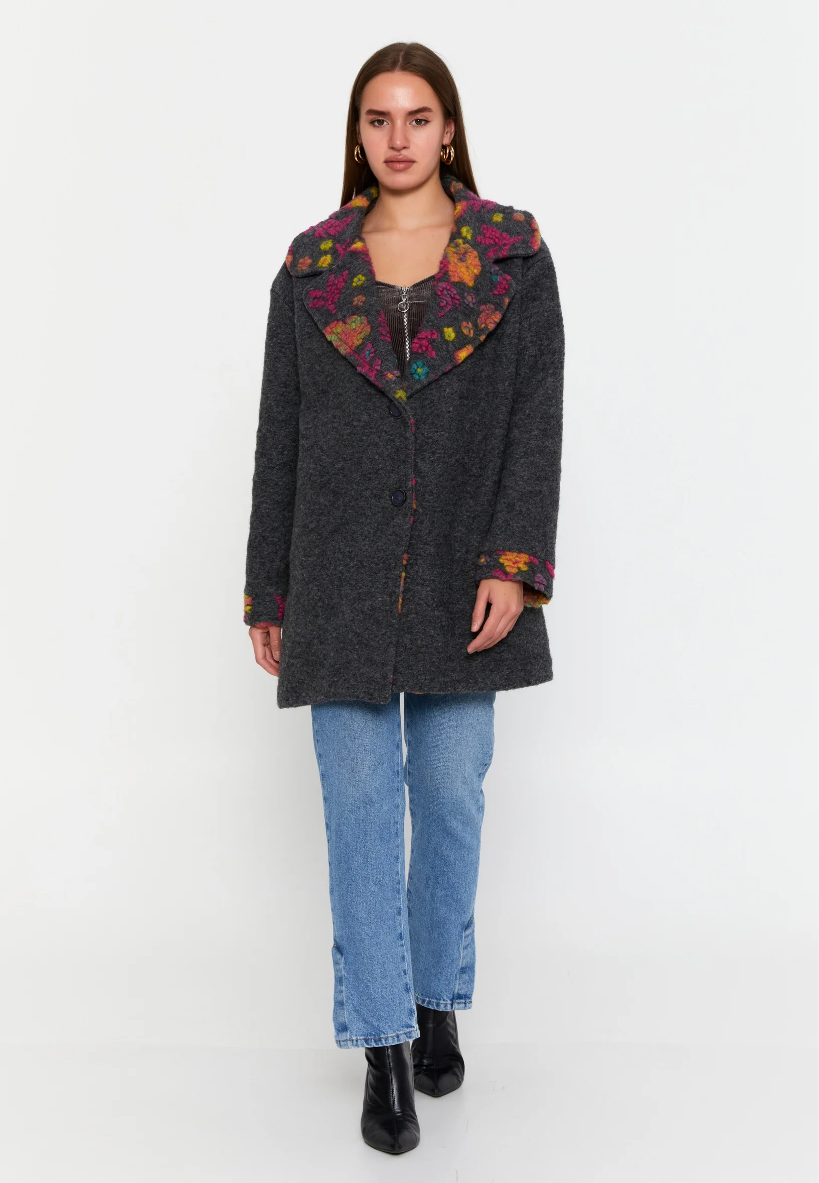 Lana Wool Solid Color Regular Coat clf15994 - Image 9