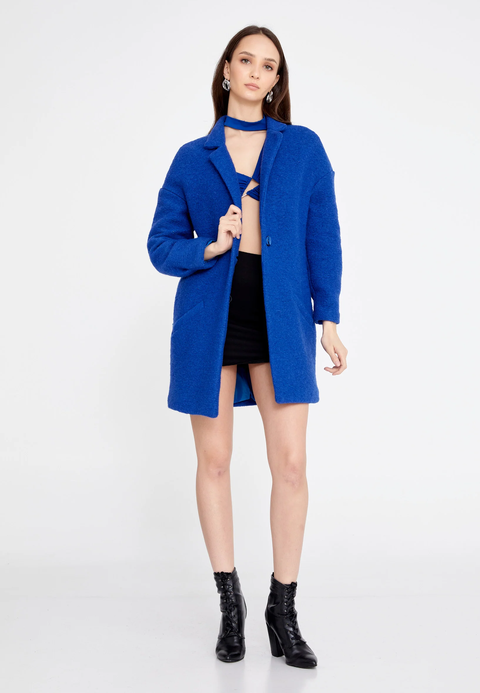 Lana Wool Solid Color Regular Coat esldg10507 - Image 10