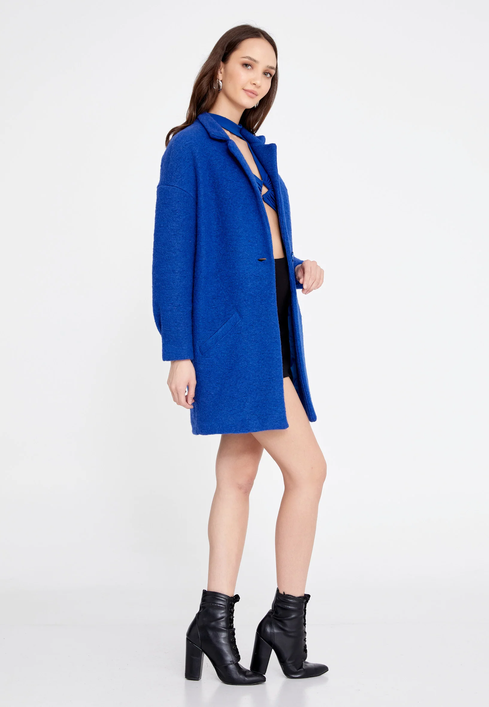 Lana Wool Solid Color Regular Coat esldg10507 - Image 11