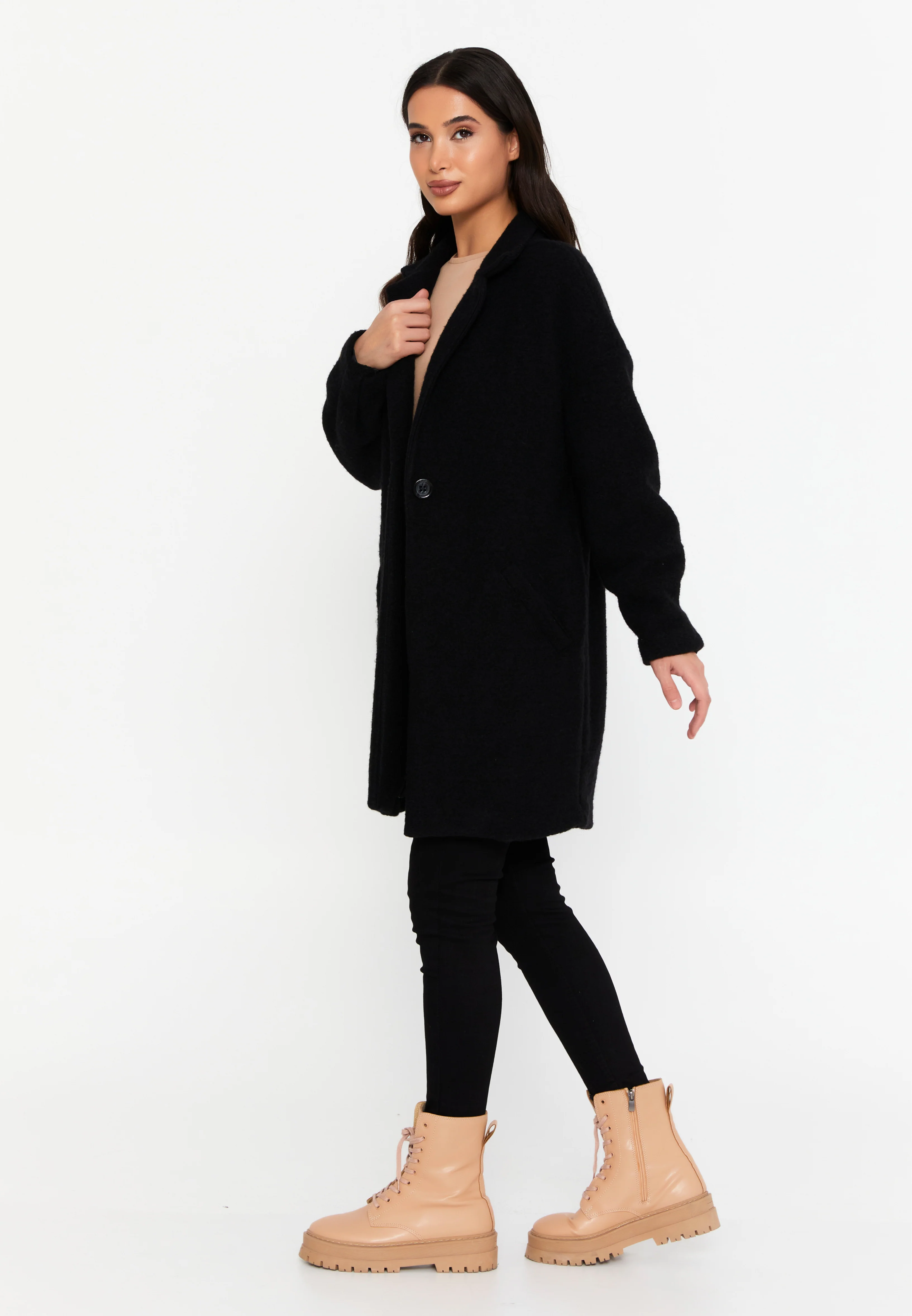 Lana Wool Solid Color Regular Coat esldg10507 - Image 3