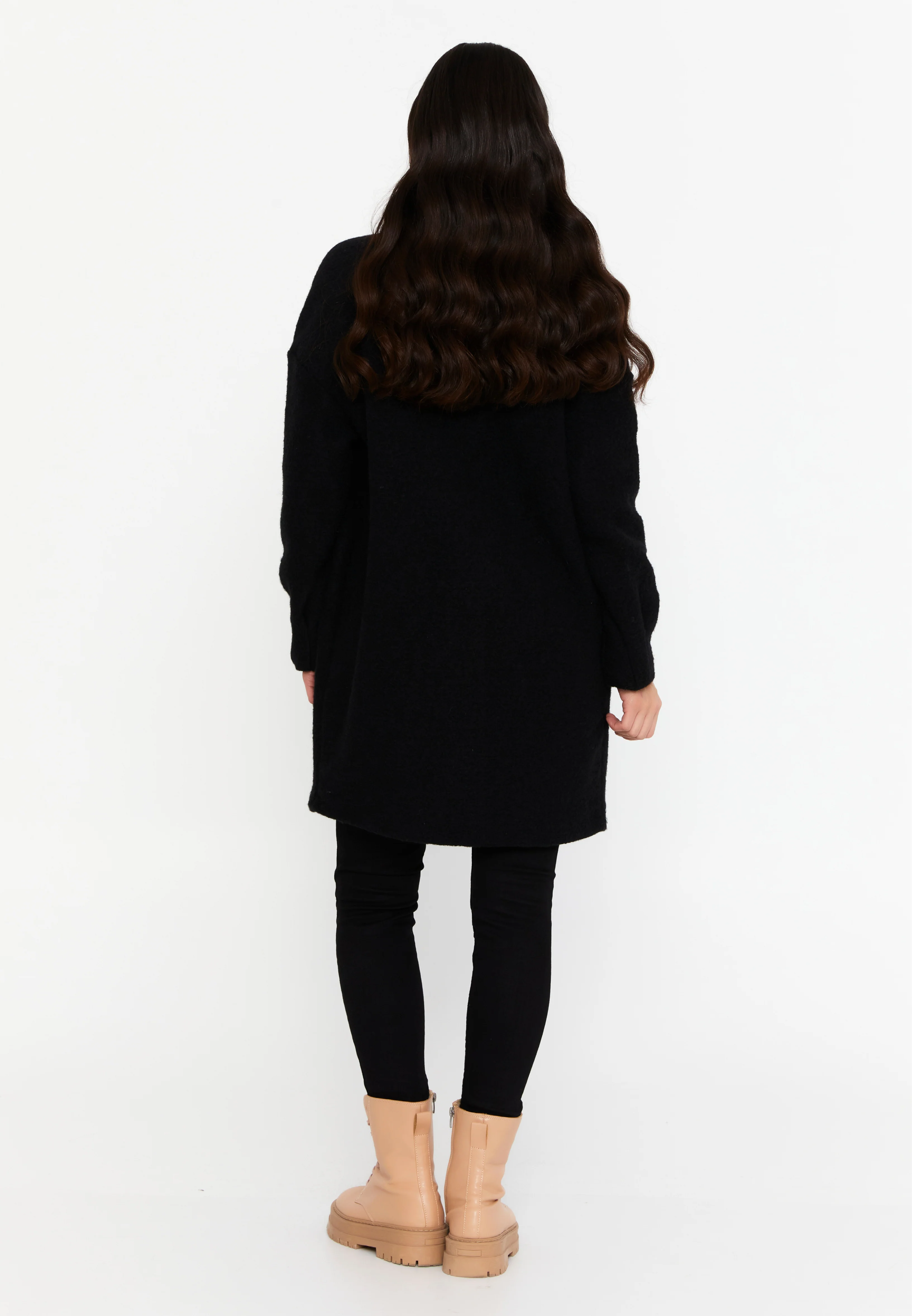 Lana Wool Solid Color Regular Coat esldg10507 - Image 4