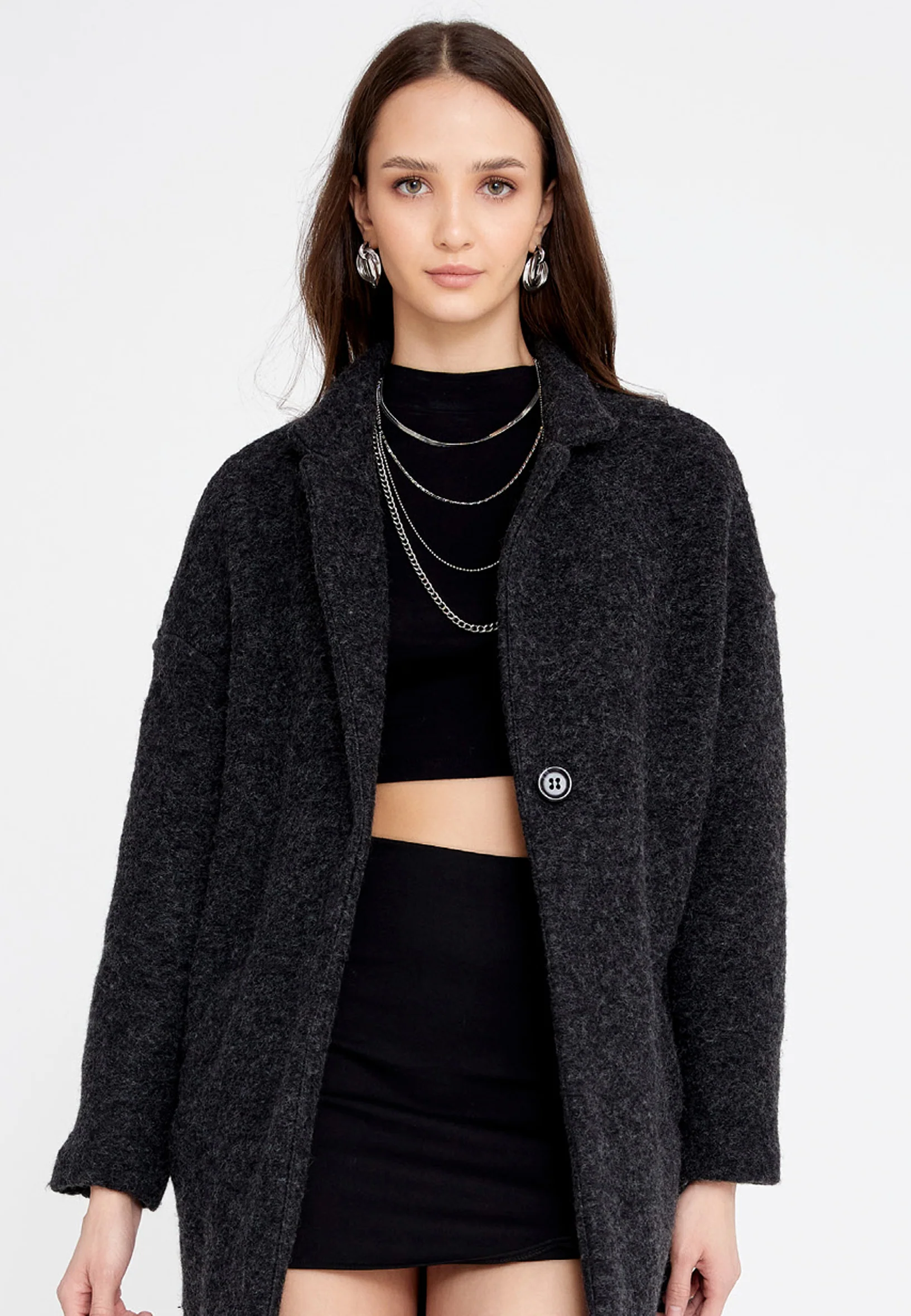 Lana Wool Solid Color Regular Coat esldg10507 - Image 5