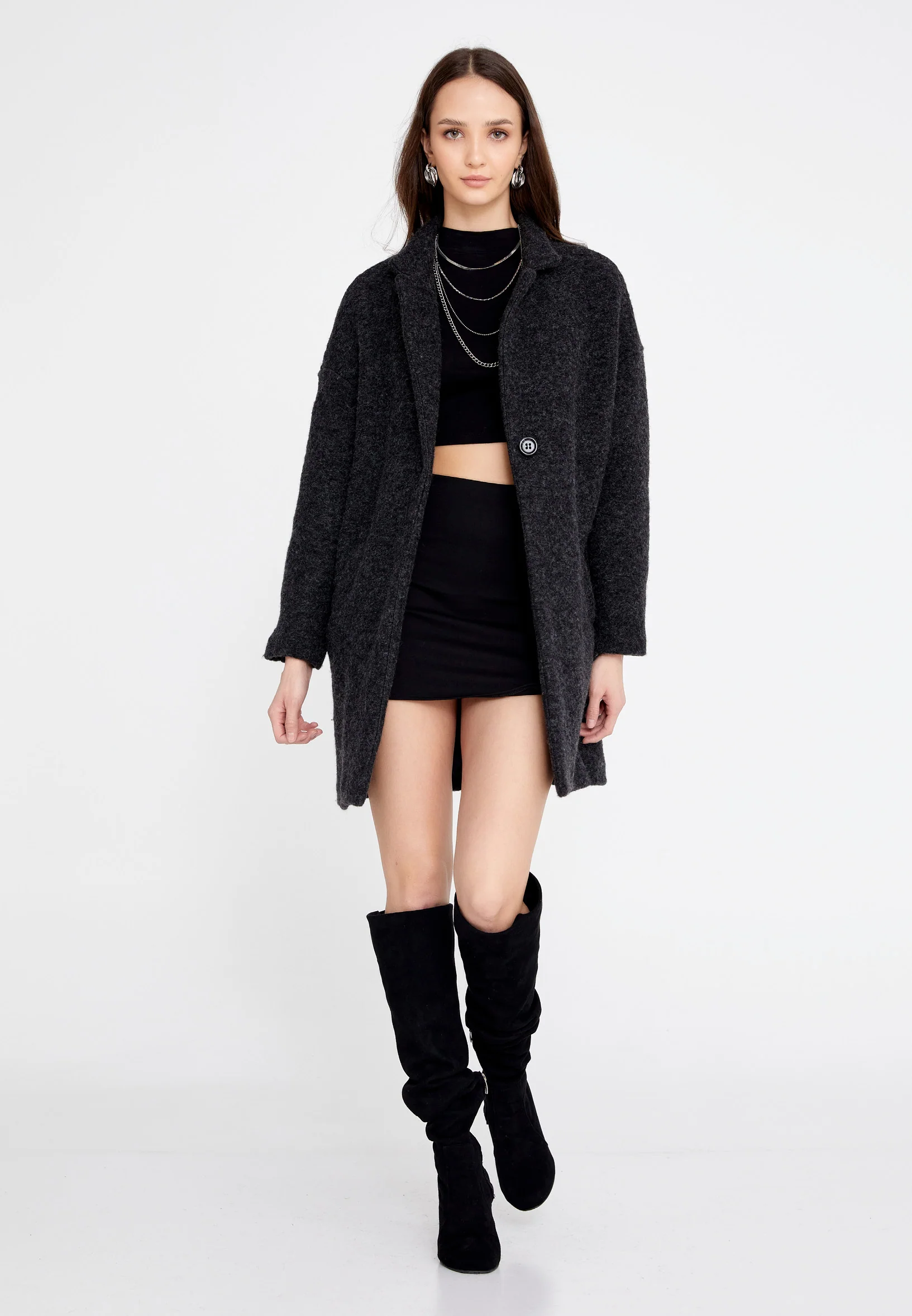 Lana Wool Solid Color Regular Coat esldg10507 - Image 6
