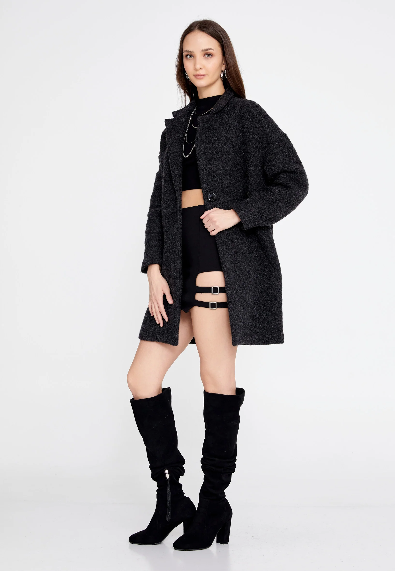 Lana Wool Solid Color Regular Coat esldg10507 - Image 7