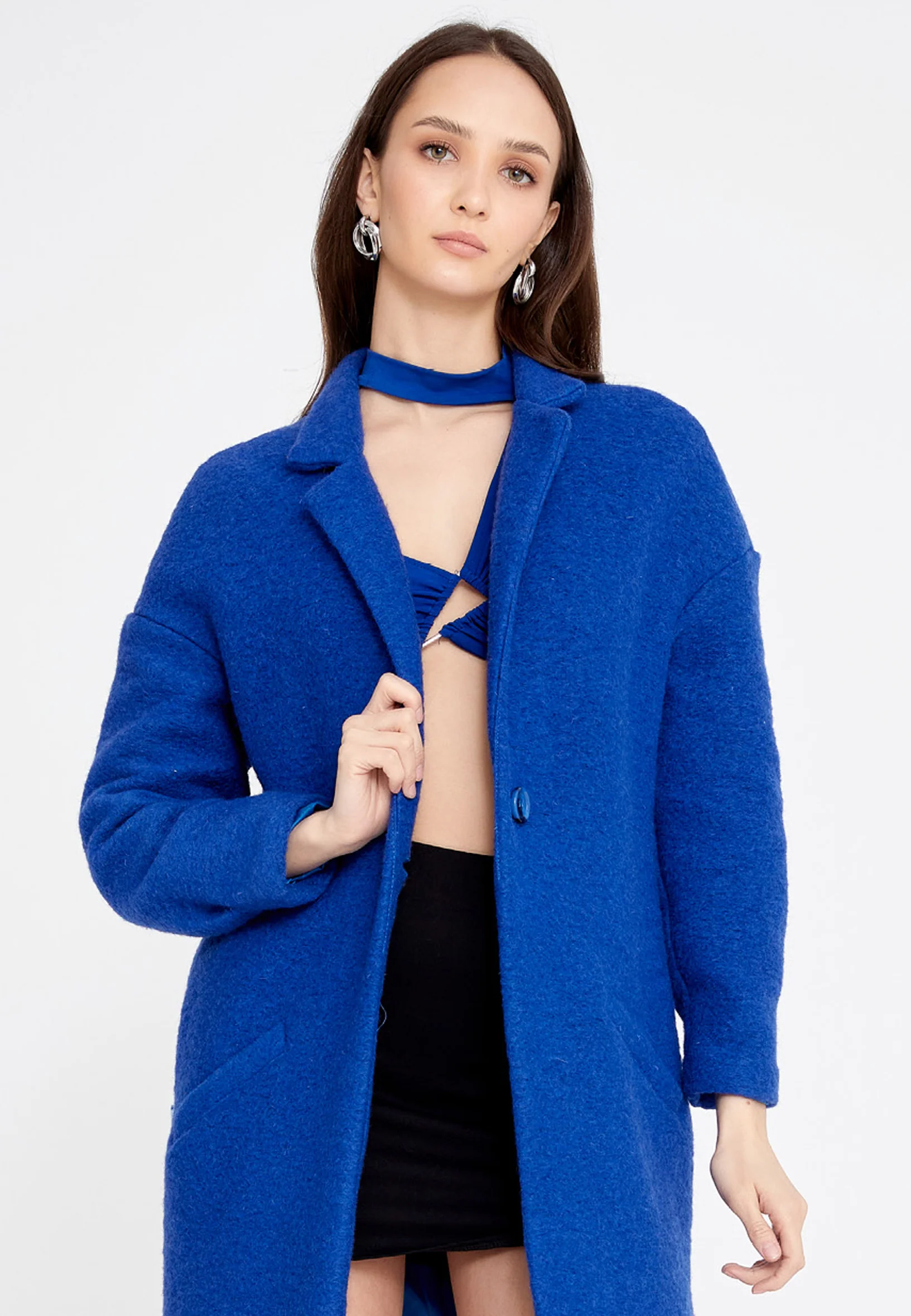 Lana Wool Solid Color Regular Coat esldg10507 - Image 9