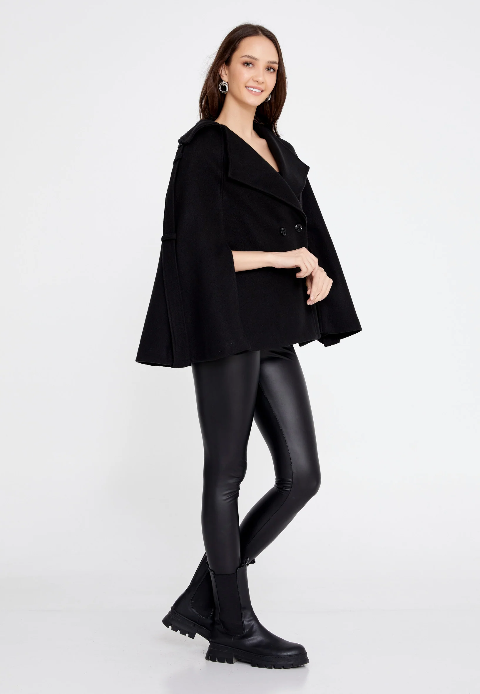 Lana Wool Solid Color Regular Coat esldg12770 - Image 3