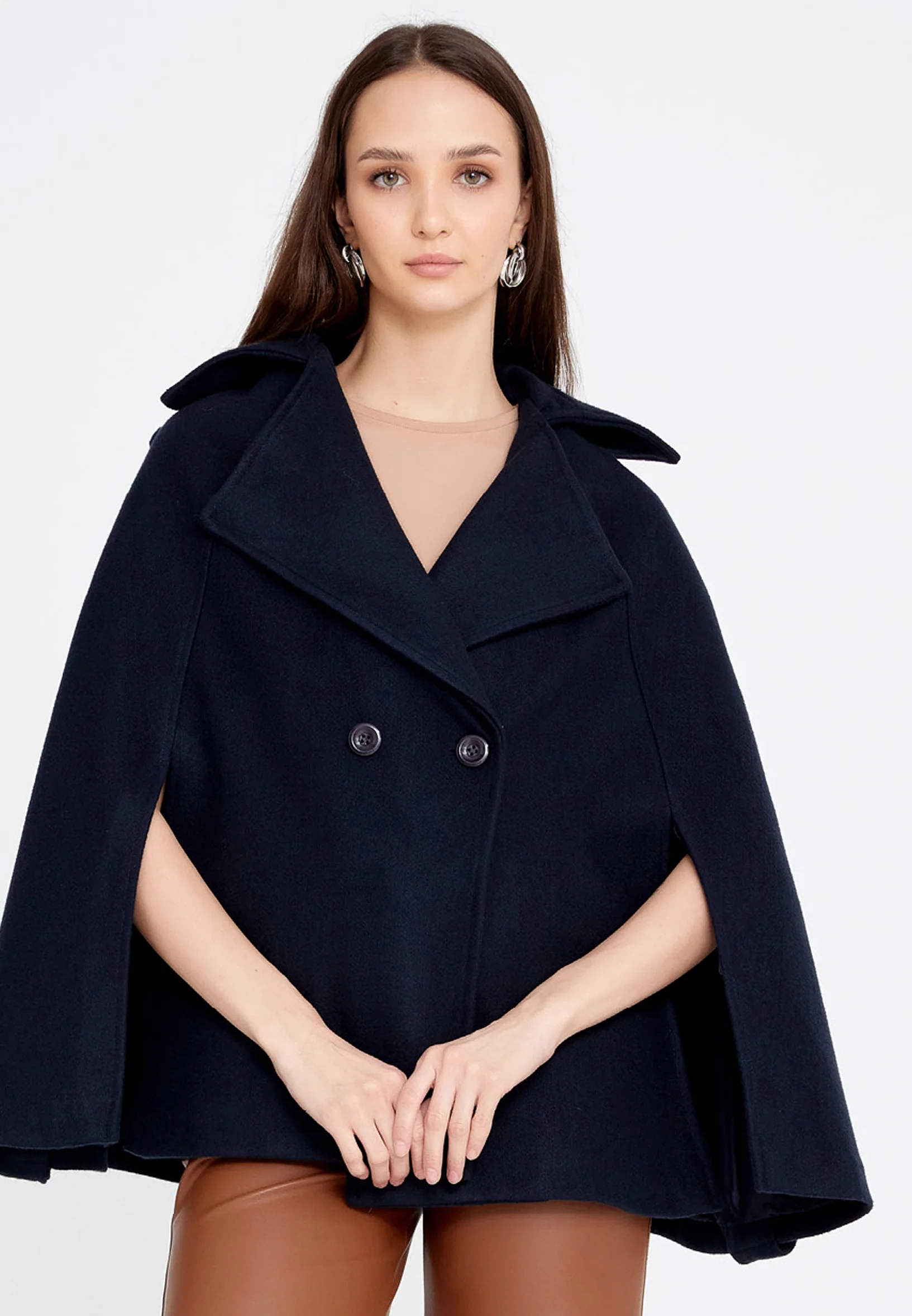 Lana Wool Solid Color Regular Coat esldg12770 - Image 5