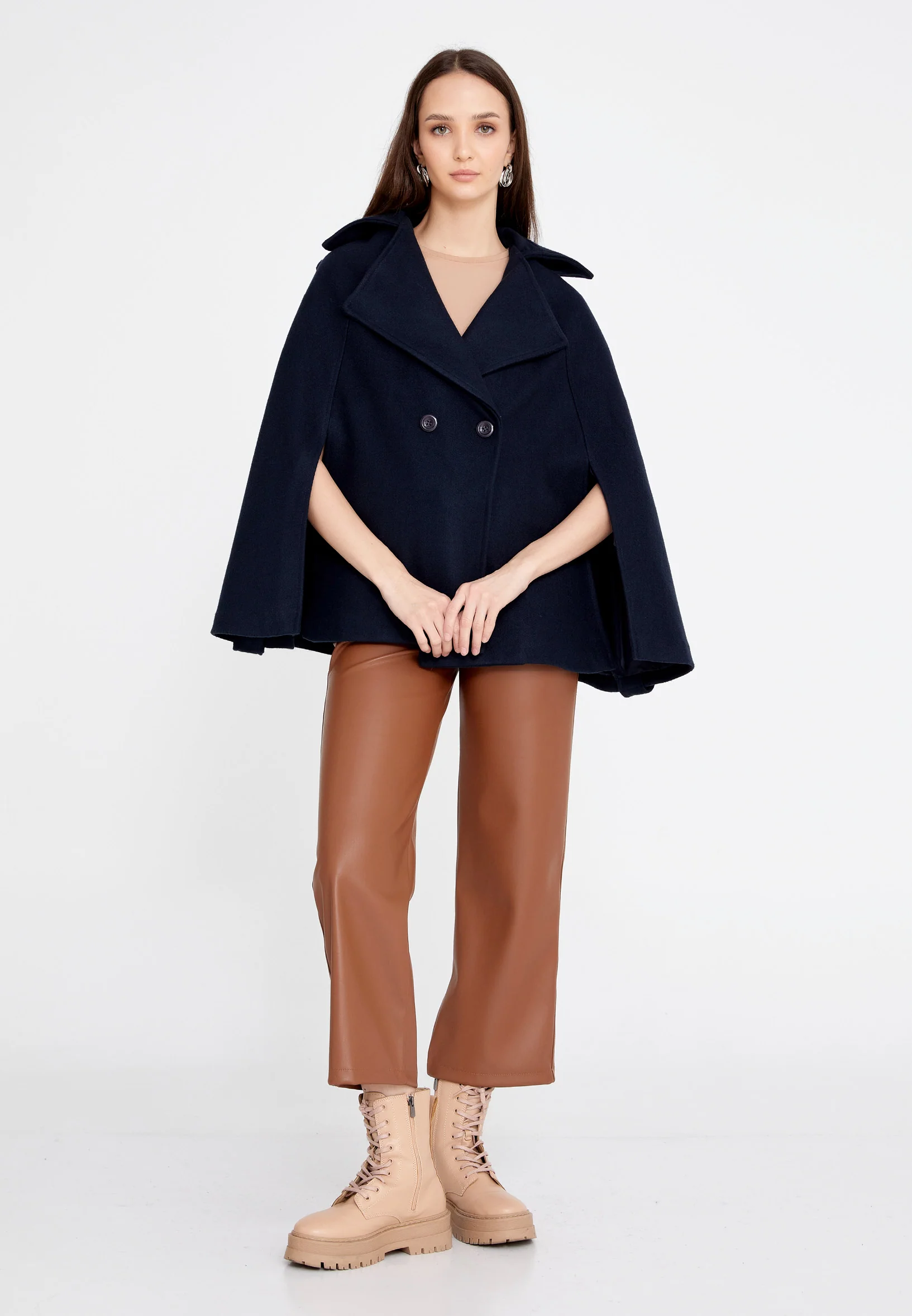 Lana Wool Solid Color Regular Coat esldg12770 - Image 6