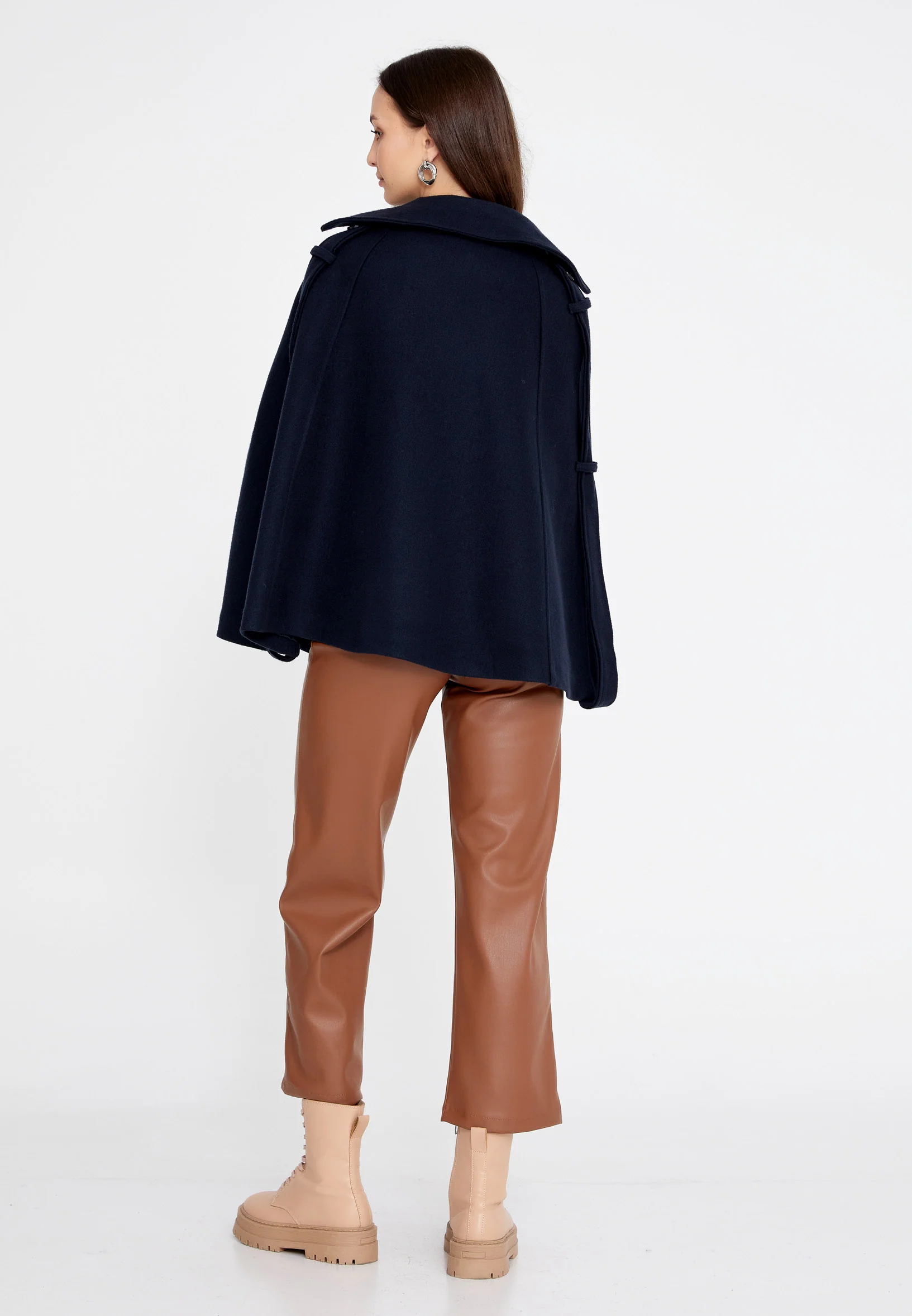 Lana Wool Solid Color Regular Coat esldg12770 - Image 8