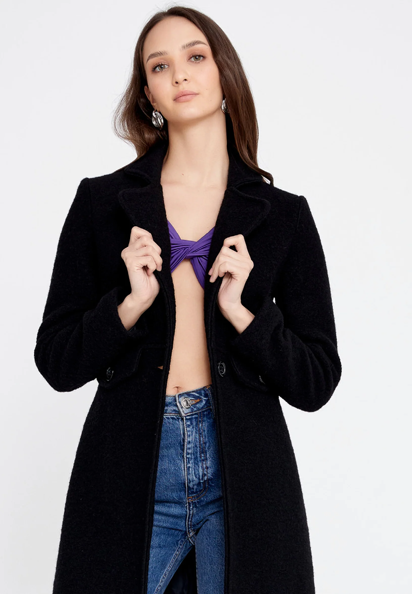 Lana Wool Solid Color Regular Coat esldg12816