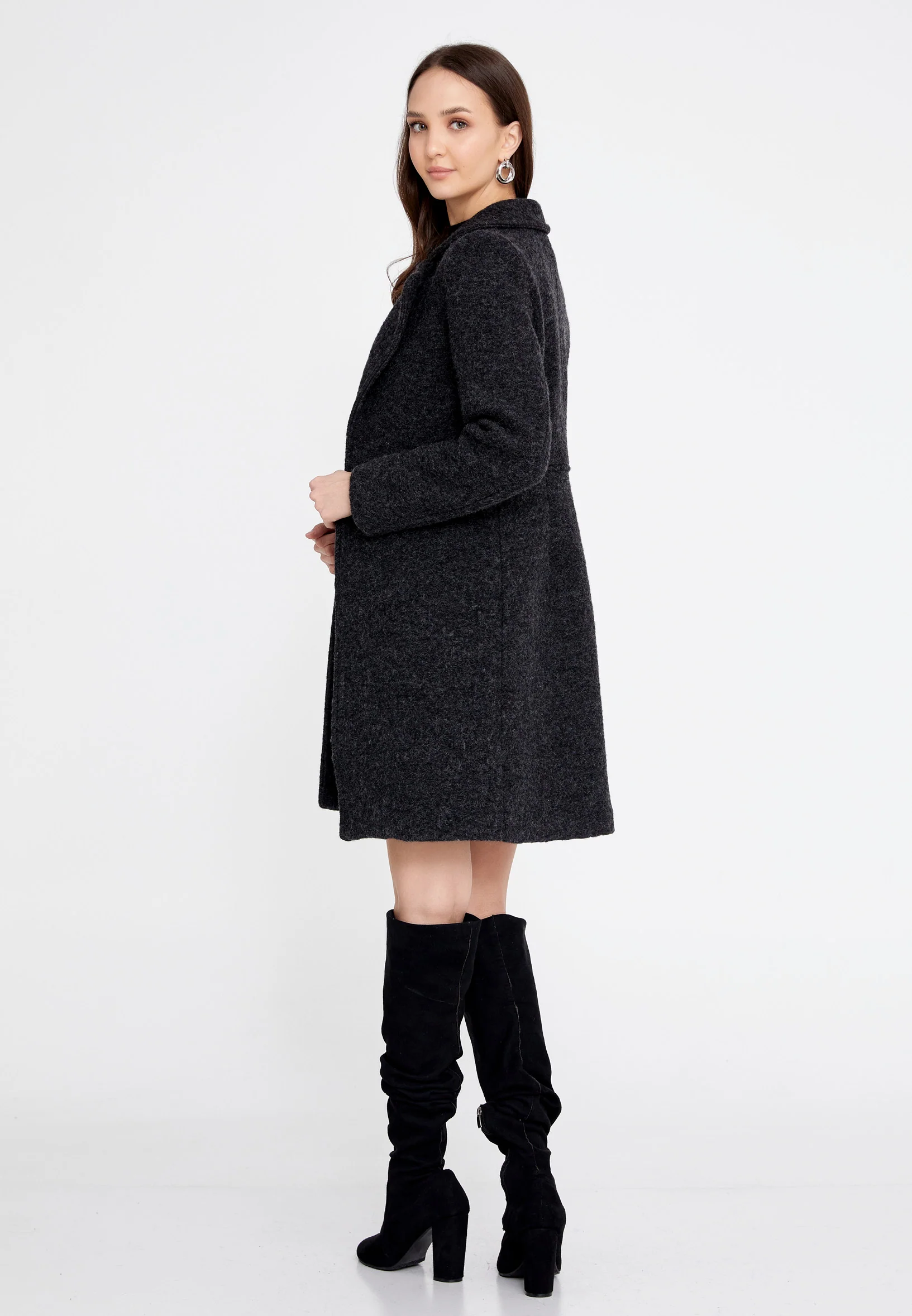 Lana Wool Solid Color Regular Coat esldg12816 - Image 12