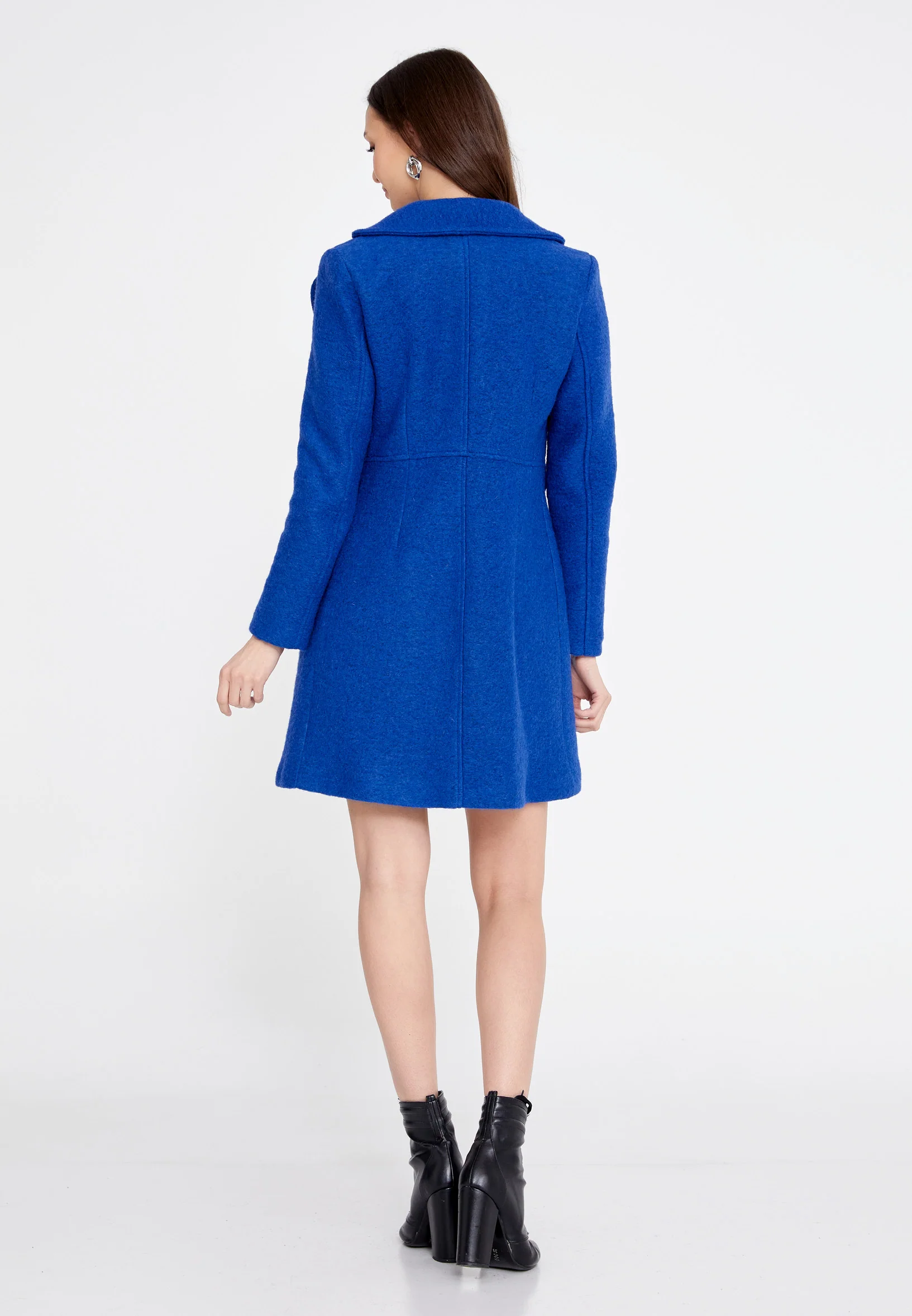 Lana Wool Solid Color Regular Coat esldg12816 - Image 16