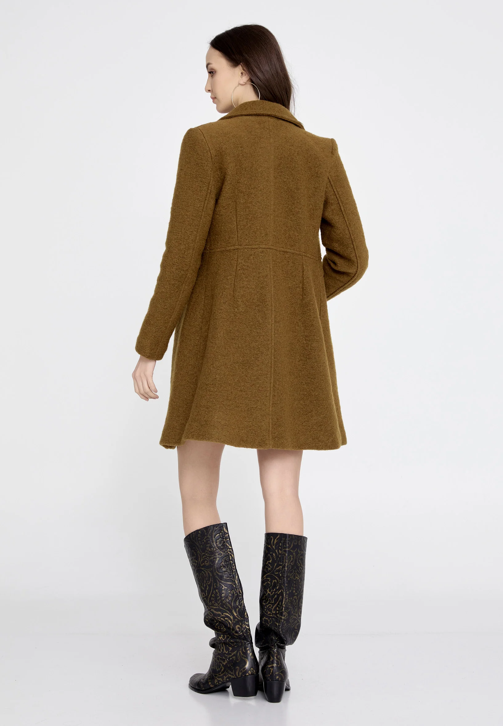 Lana Wool Solid Color Regular Coat esldg12816 - Image 8