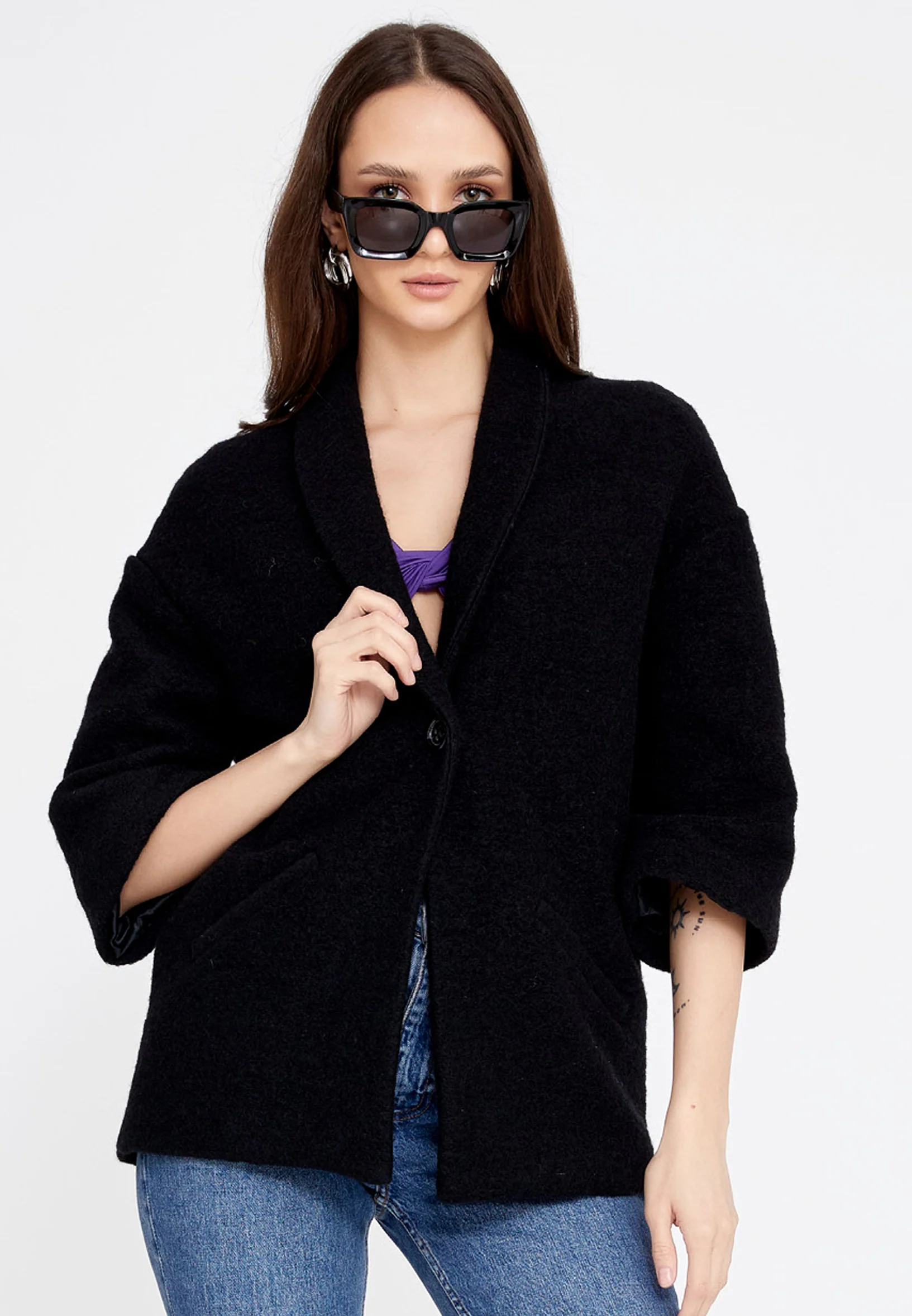 Lana Wool Solid Color Regular Coat esldg12817