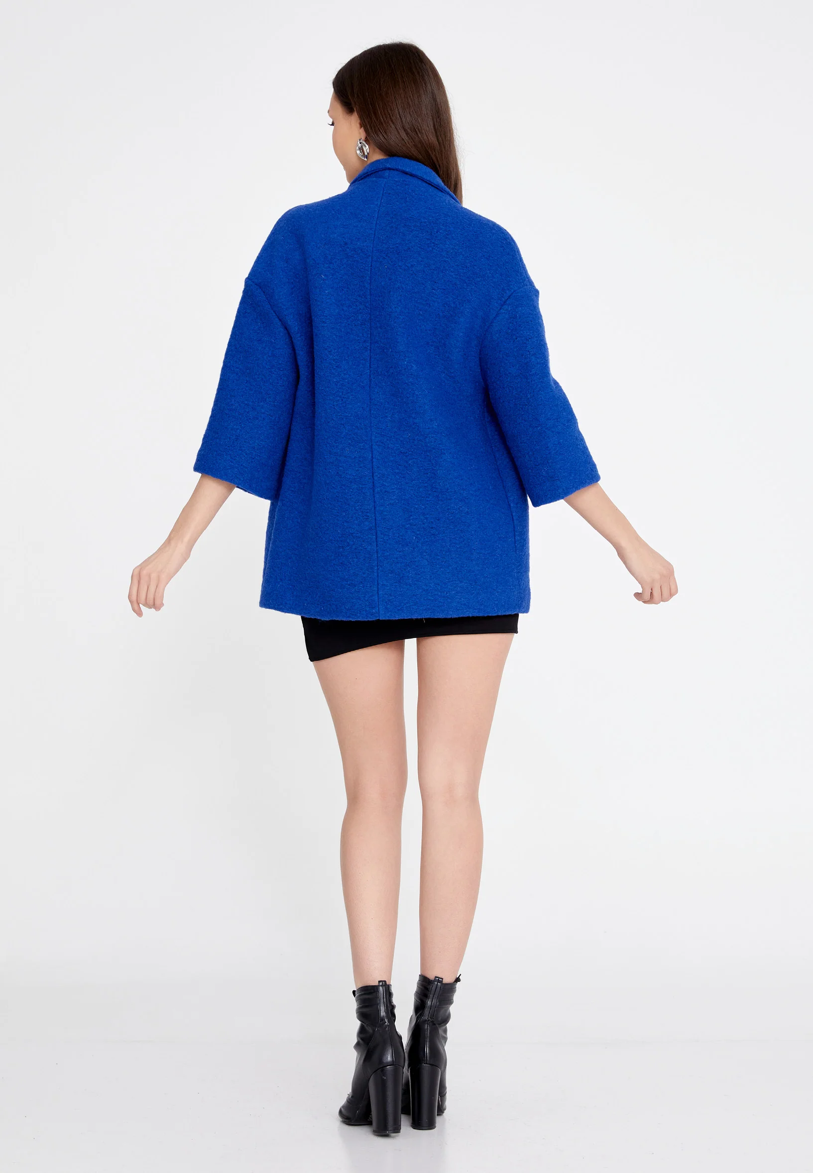 Lana Wool Solid Color Regular Coat esldg12817 - Image 16