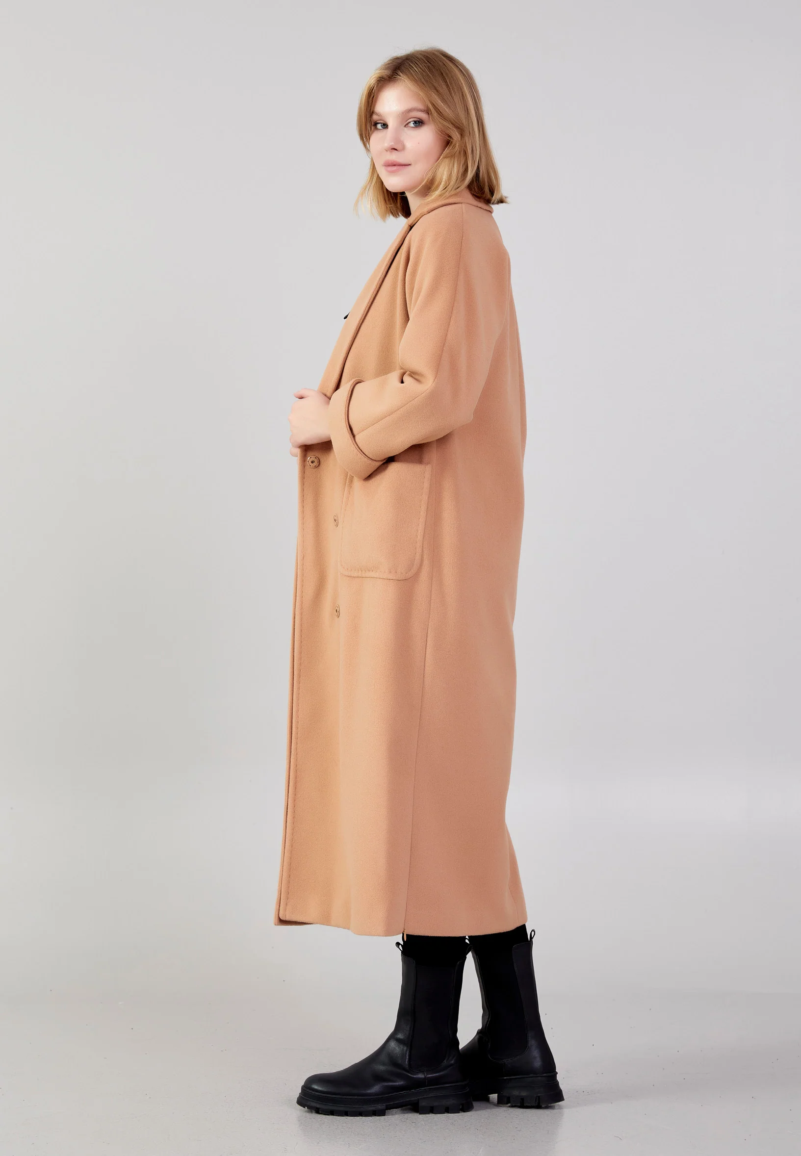 Lana Wool Solid Color Regular Coat grm0003 - Image 11