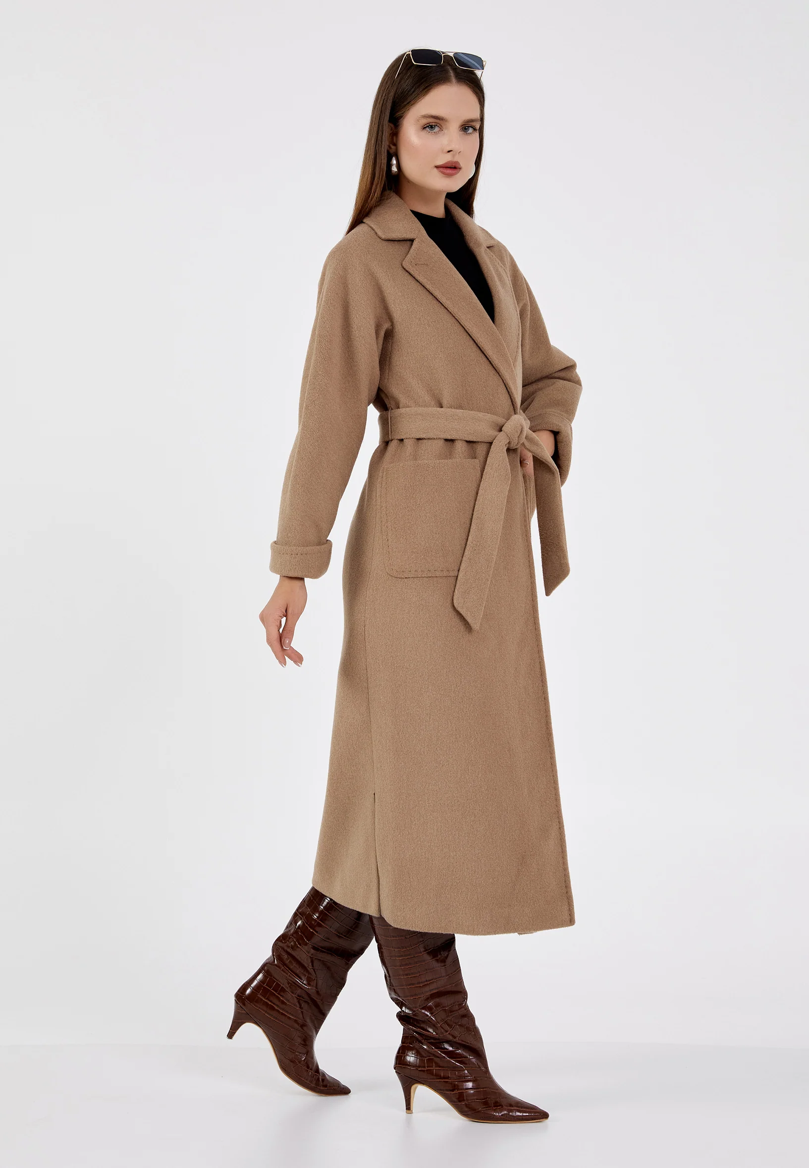 Lana Wool Solid Color Regular Coat grm0003 - Image 15