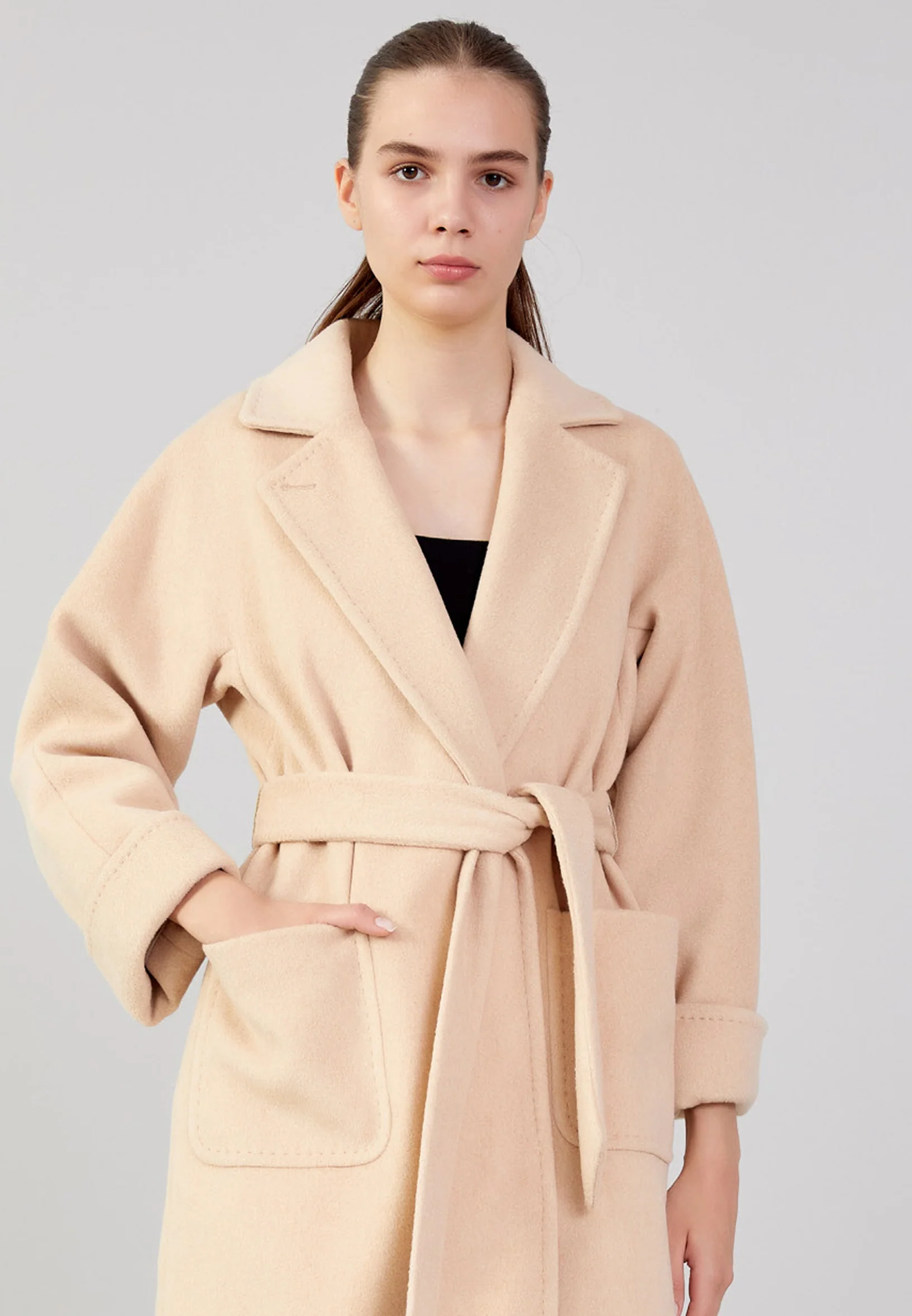 Lana Wool Solid Color Regular Coat grm0003 - Image 17