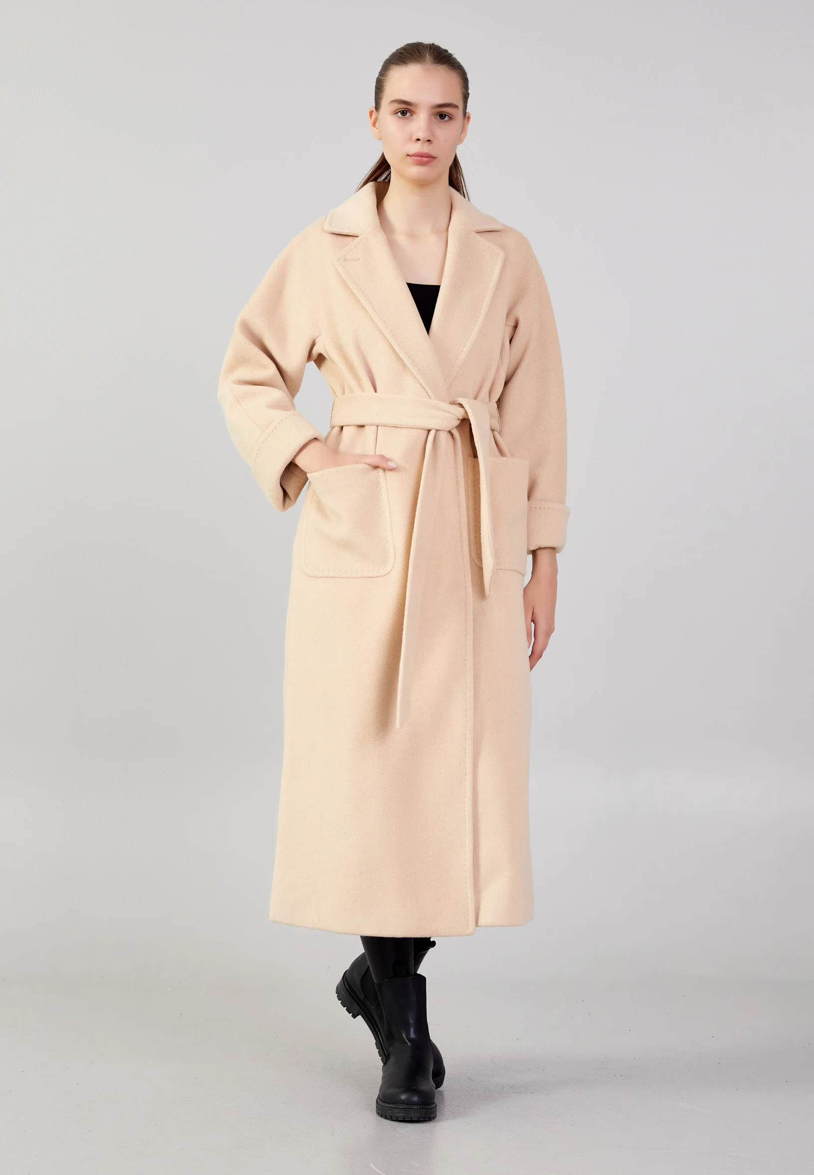 Lana Wool Solid Color Regular Coat grm0003 - Image 18