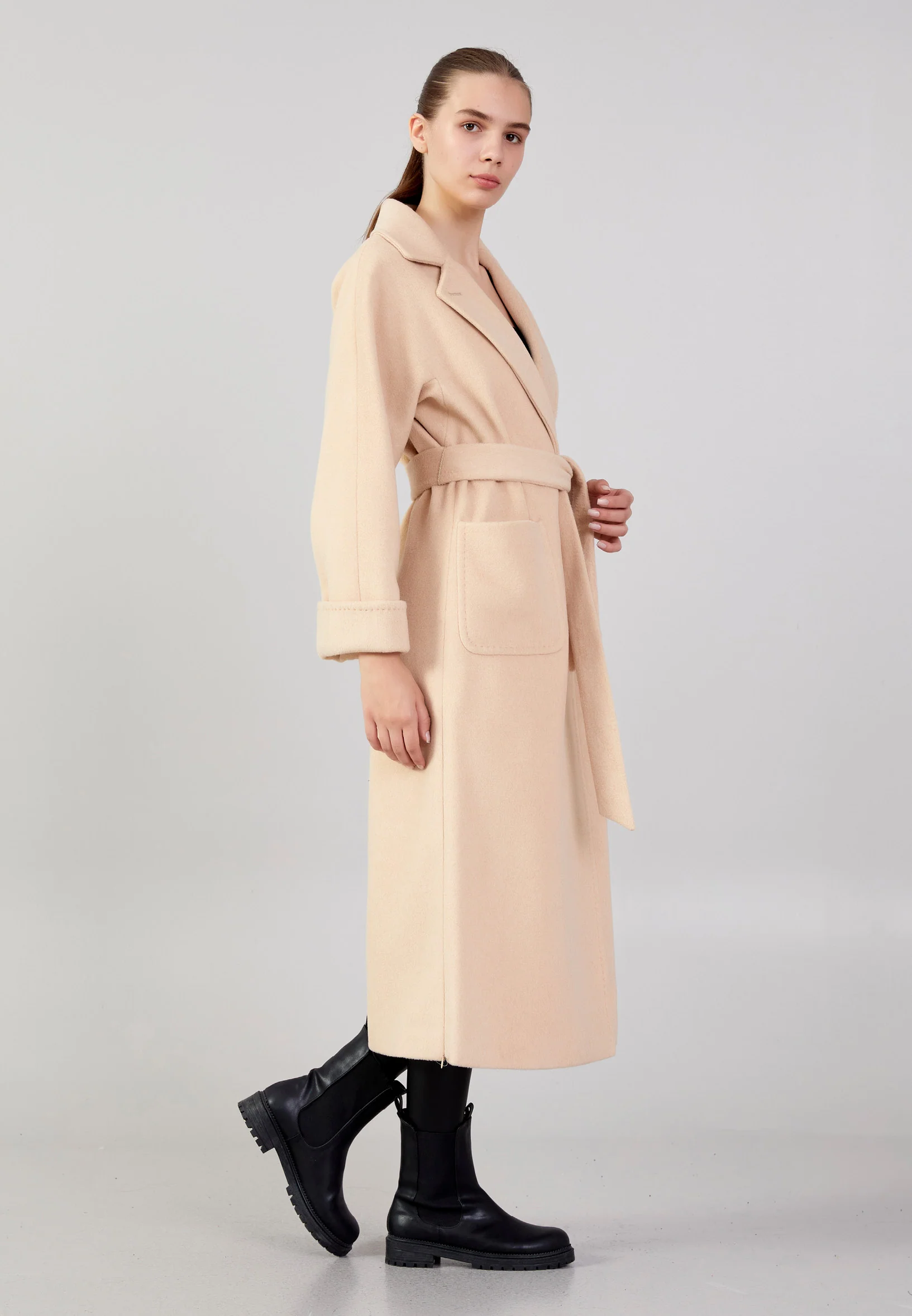 Lana Wool Solid Color Regular Coat grm0003 - Image 19