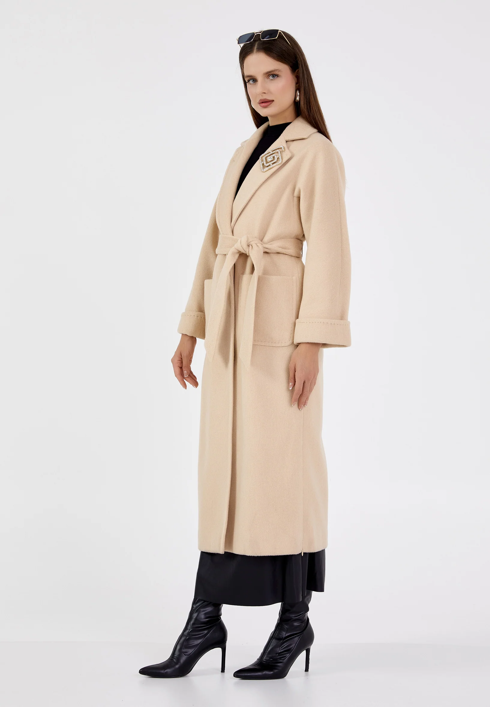 Lana Wool Solid Color Regular Coat grm0003 - Image 23