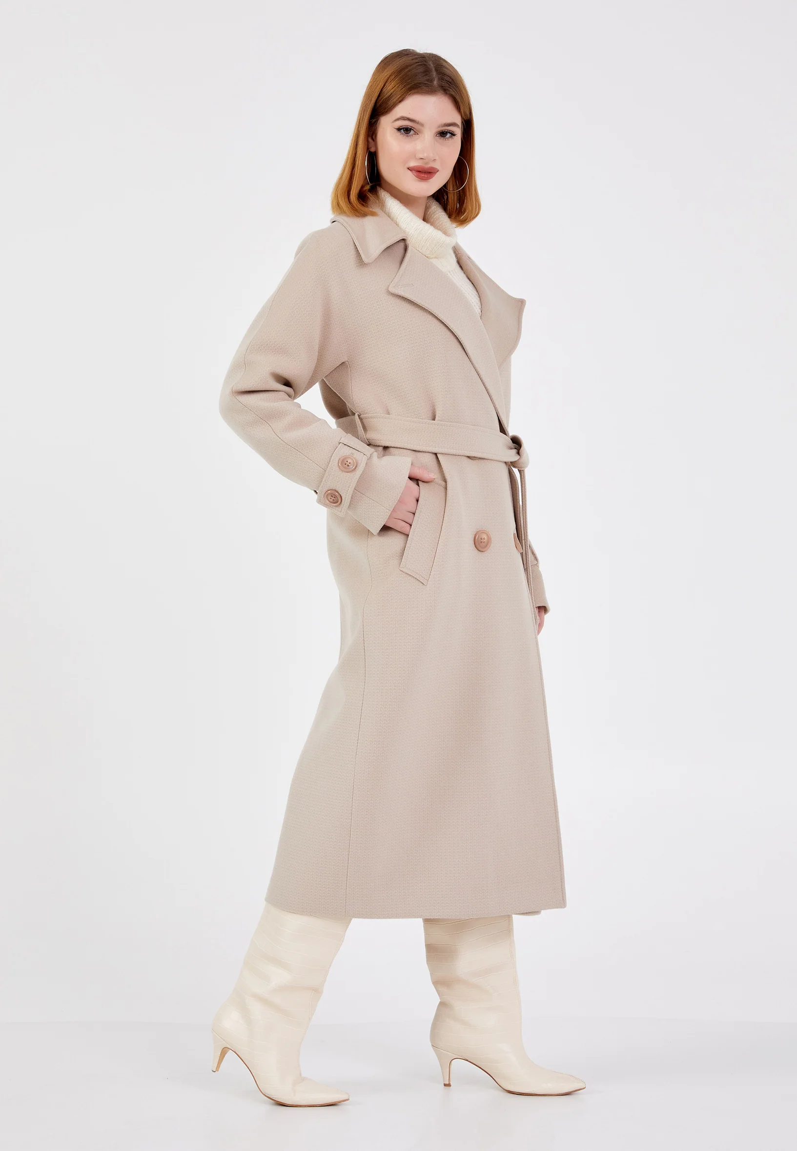 Lana Wool Solid Color Regular Coat grm0279 - Image 3