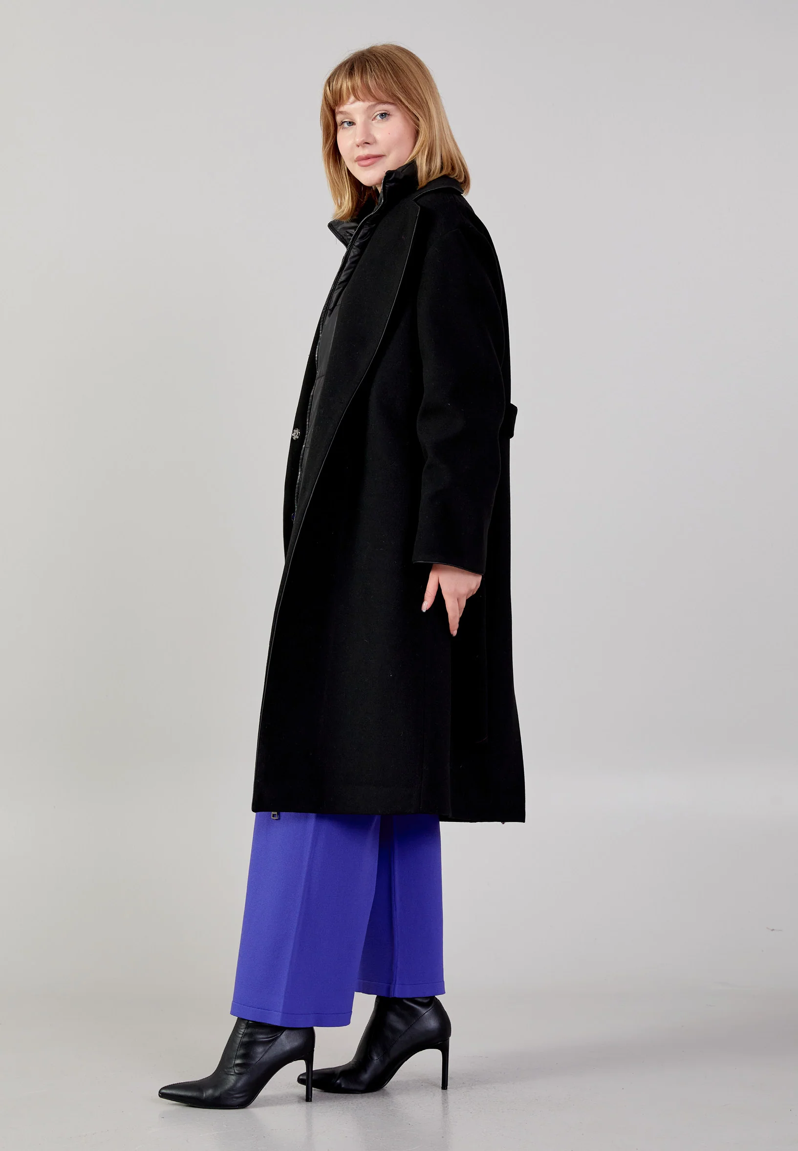 Lana Wool Solid Color Regular Coat huk24k1138 - Image 3