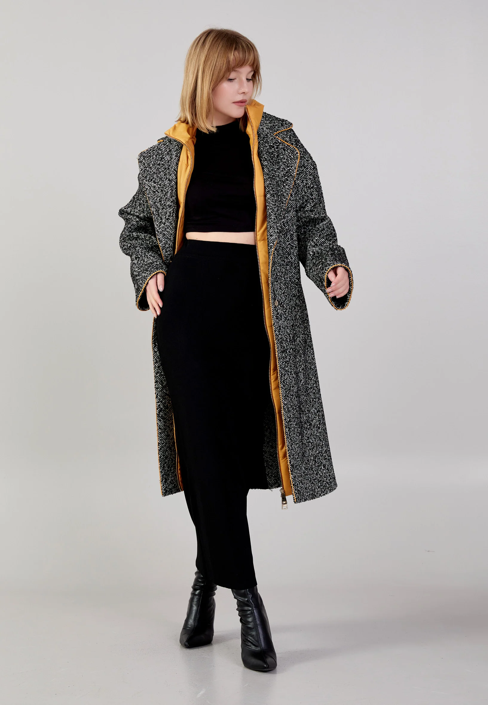 Lana Wool Solid Color Regular Coat huk24k1138 - Image 9