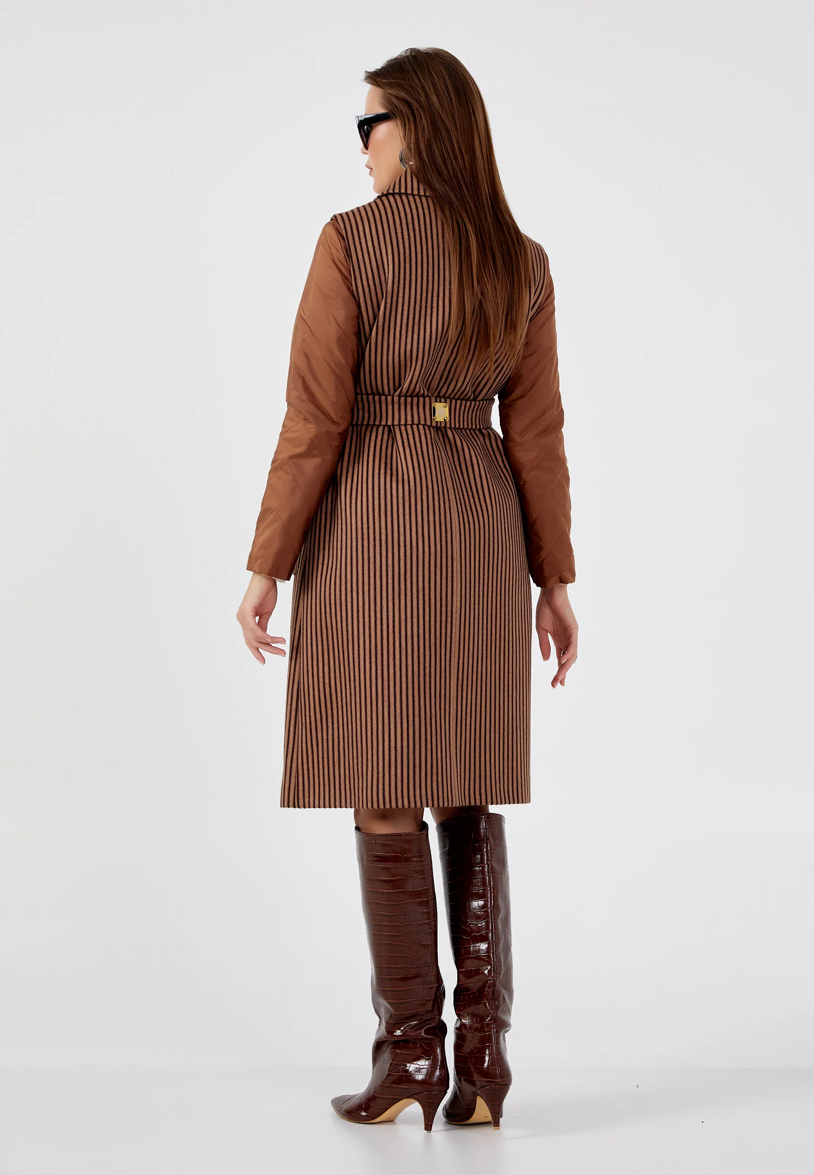 Lana Wool Striped Regular Coat mml0124 - Image 10