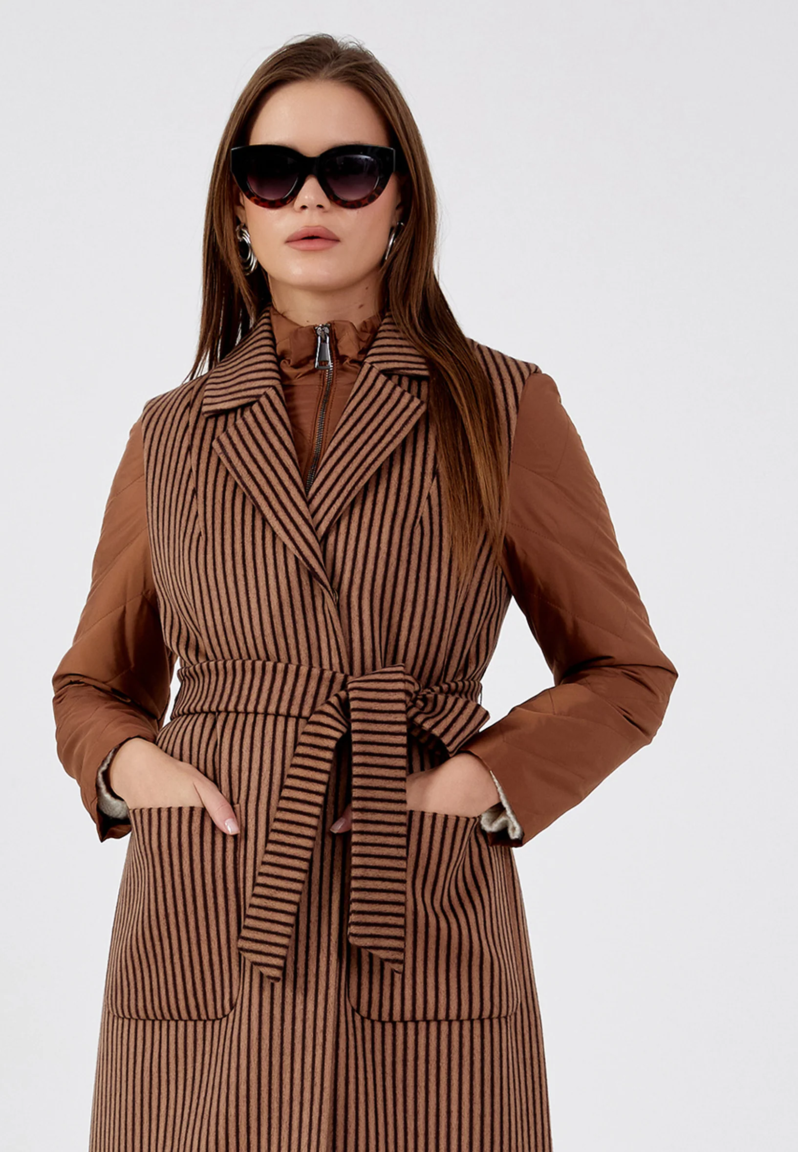 Lana Wool Striped Regular Coat mml0124 - Image 12