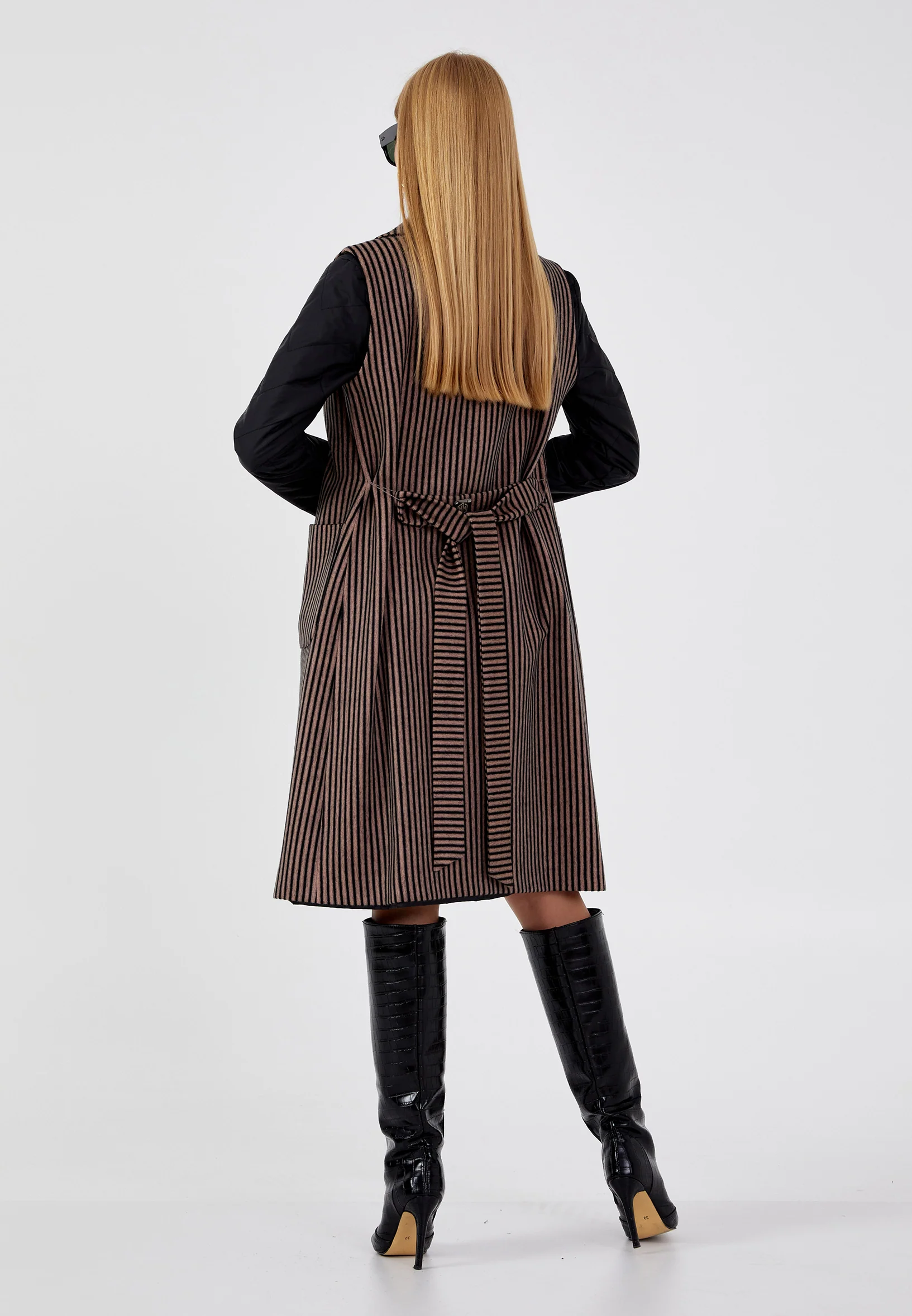 Lana Wool Striped Regular Coat mml0124 - Image 2