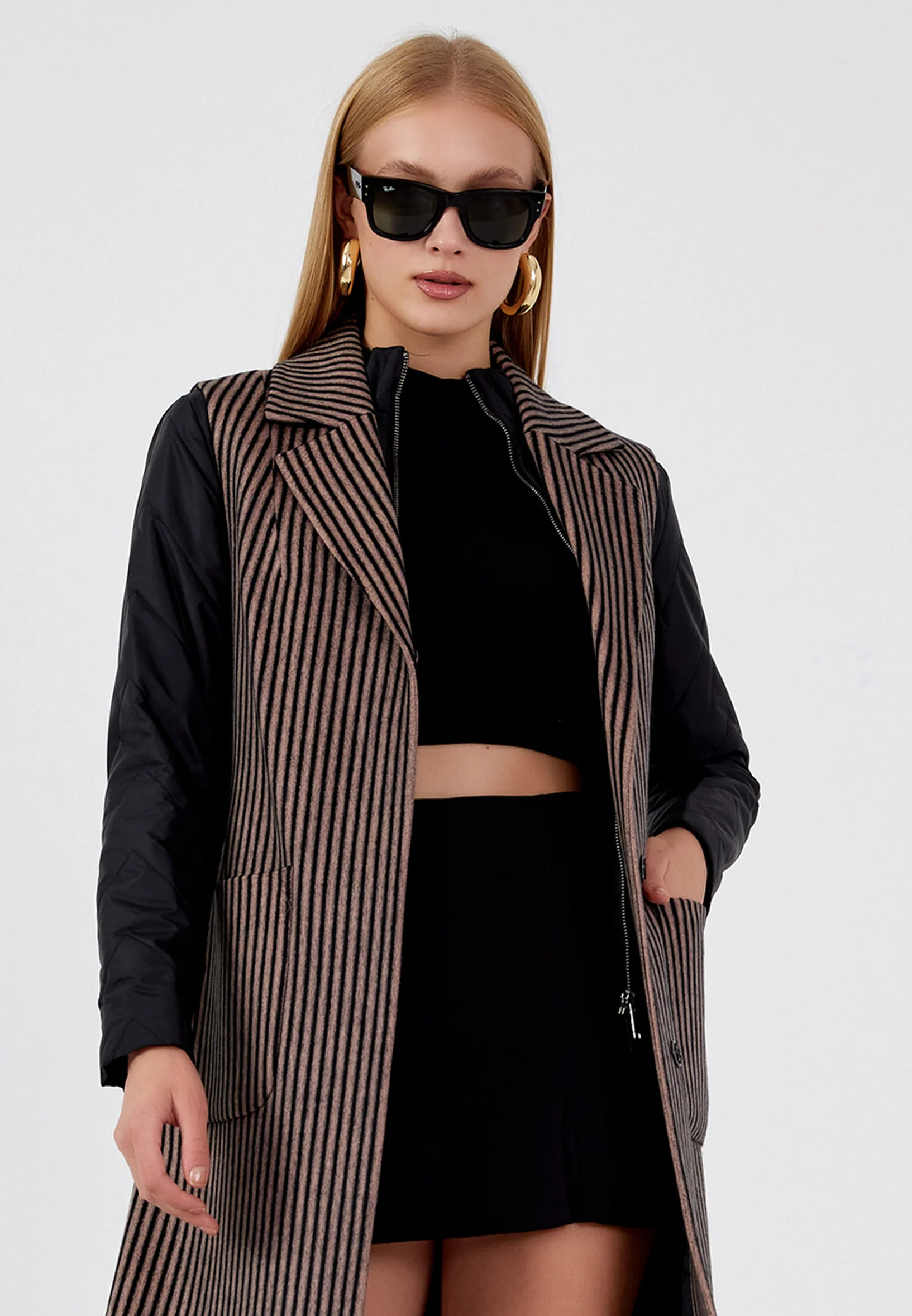 Lana Wool Striped Regular Coat mml0124 - Image 4