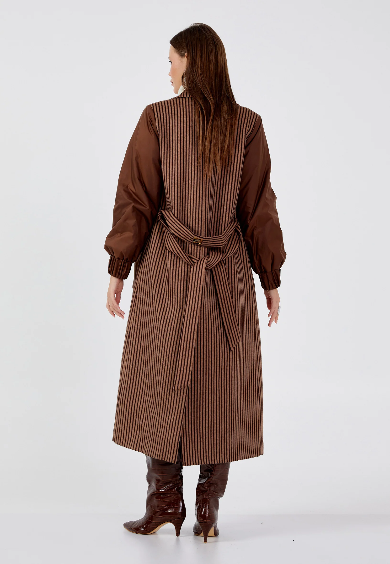 Lana Wool Striped Regular Coat mml0421 - Image 11