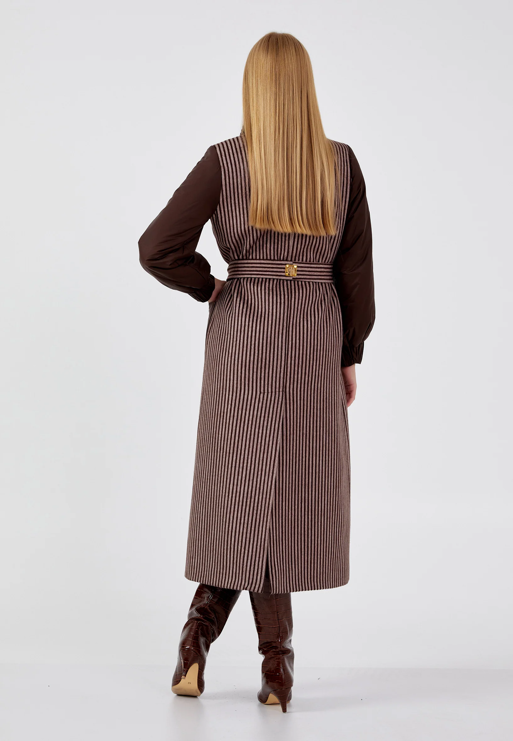 Lana Wool Striped Regular Coat mml0421 - Image 17